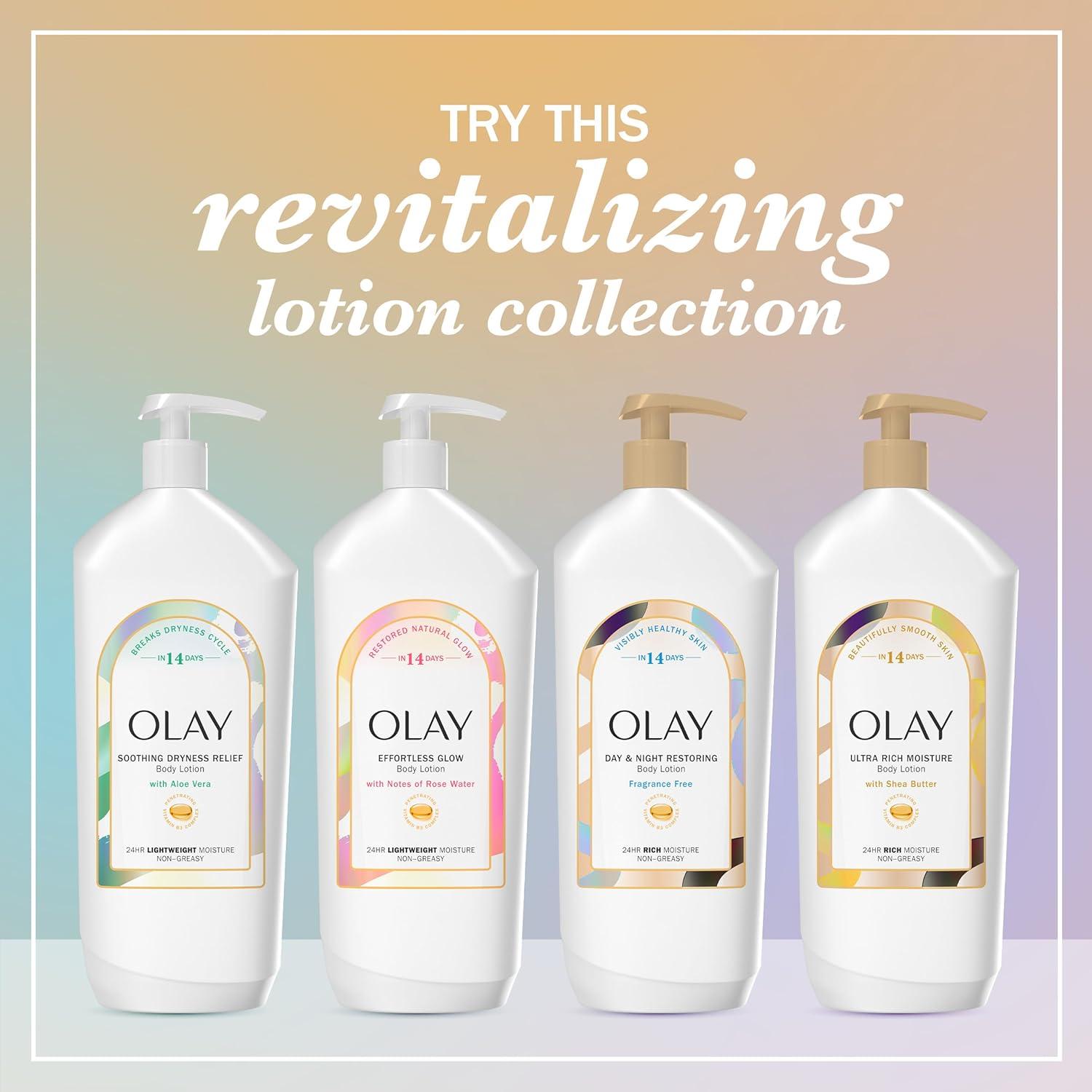 imageOlay Body Lotion for Women Ultra Rich Moisture 24hr Moisturizing ampamp Deep Hydration Absorbs Instantly Penetrating Vitamin B3 Complex For All Skin Types Shea Butter Scent 18 fl ozFragranceFree