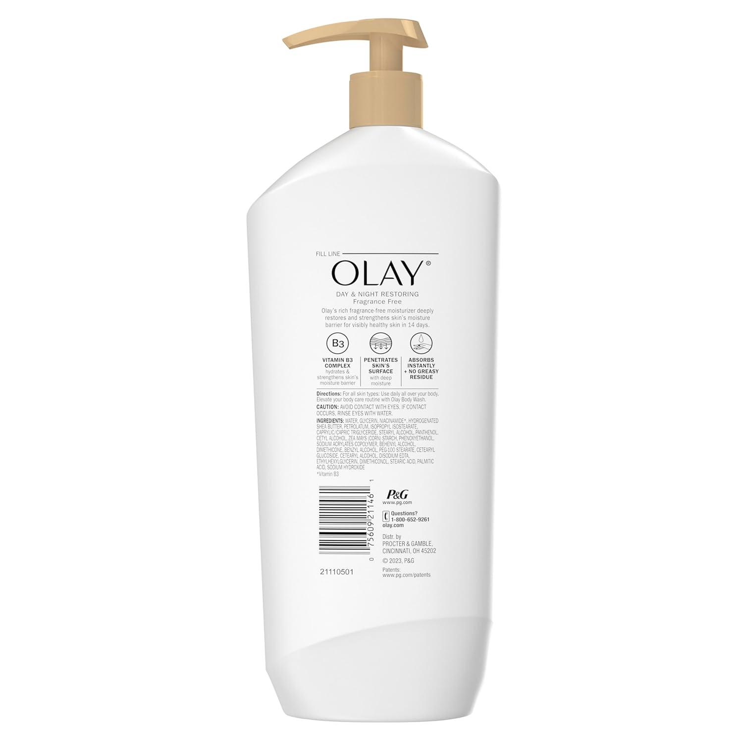 imageOlay Body Lotion for Women Ultra Rich Moisture 24hr Moisturizing ampamp Deep Hydration Absorbs Instantly Penetrating Vitamin B3 Complex For All Skin Types Shea Butter Scent 18 fl ozFragranceFree