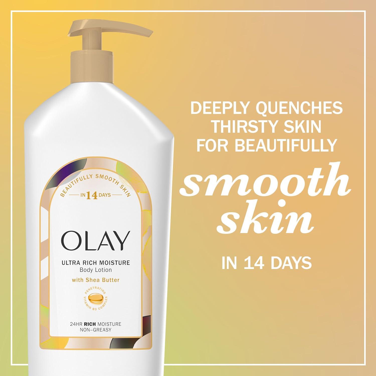 imageOlay Body Lotion for Women Ultra Rich Moisture 24hr Moisturizing ampamp Deep Hydration Absorbs Instantly Penetrating Vitamin B3 Complex For All Skin Types Shea Butter Scent 18 fl ozShea Butter