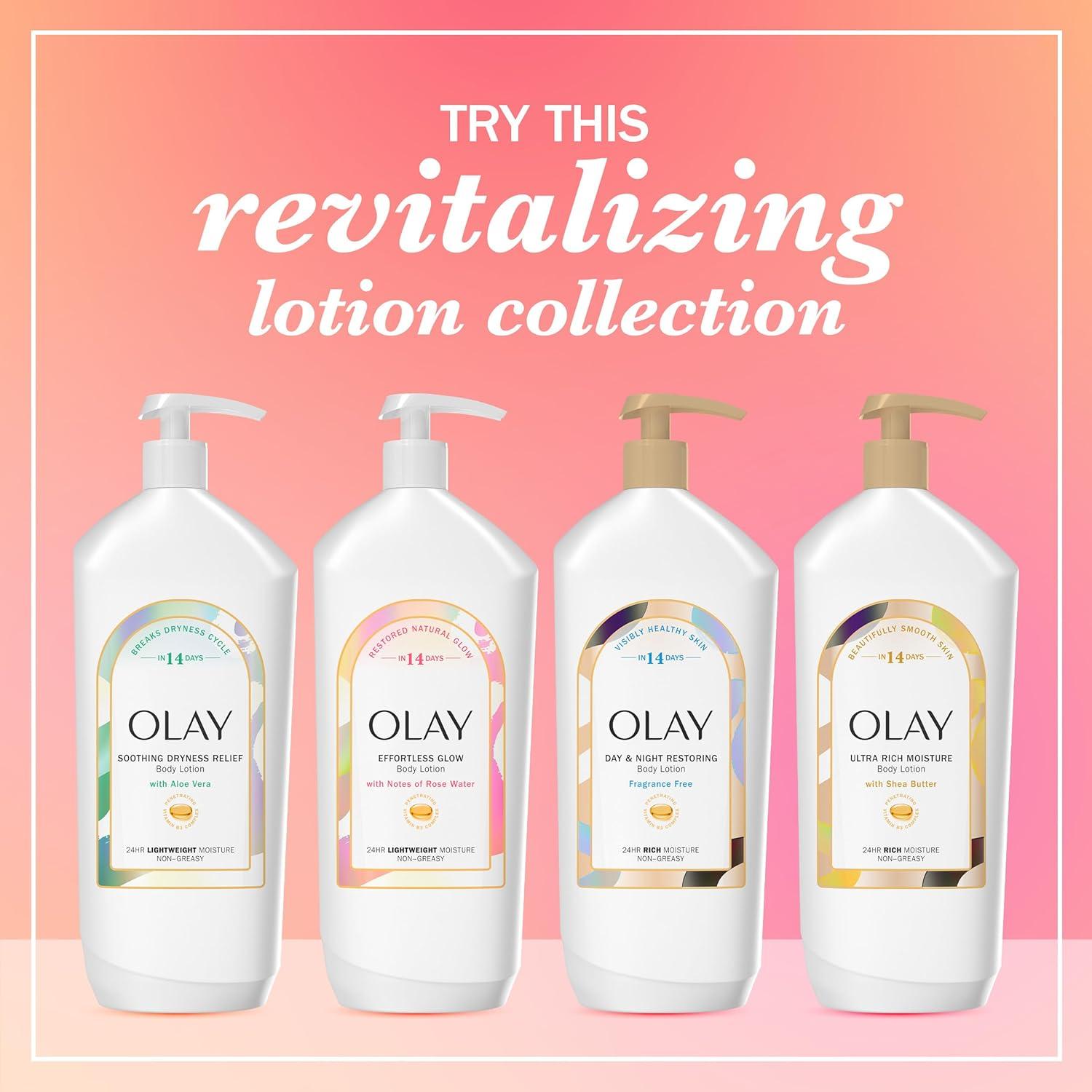 imageOlay Body Lotion for Women Ultra Rich Moisture 24hr Moisturizing ampamp Deep Hydration Absorbs Instantly Penetrating Vitamin B3 Complex For All Skin Types Shea Butter Scent 18 fl ozRose Water