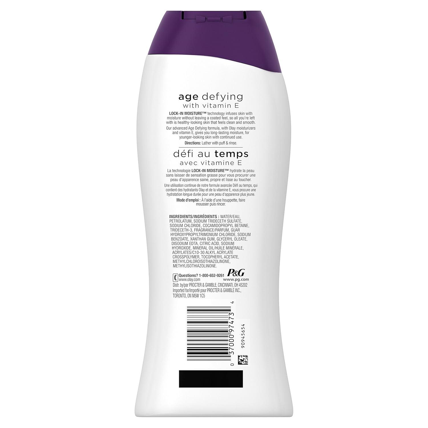 imageOlay Body Wash for Women Age Defying with Vitamin E 24hr Moisturizing Hydrating ampamp Refreshing B3 Vitamin Complex Free of Parabens ampamp Phthalates For All Skin Types Scented 22 fl oz Pack of 2Unscented