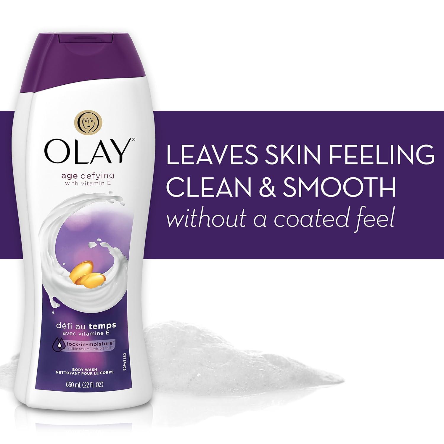 imageOlay Body Wash for Women Age Defying with Vitamin E 24hr Moisturizing Hydrating ampamp Refreshing B3 Vitamin Complex Free of Parabens ampamp Phthalates For All Skin Types Scented 22 fl oz Pack of 2Unscented