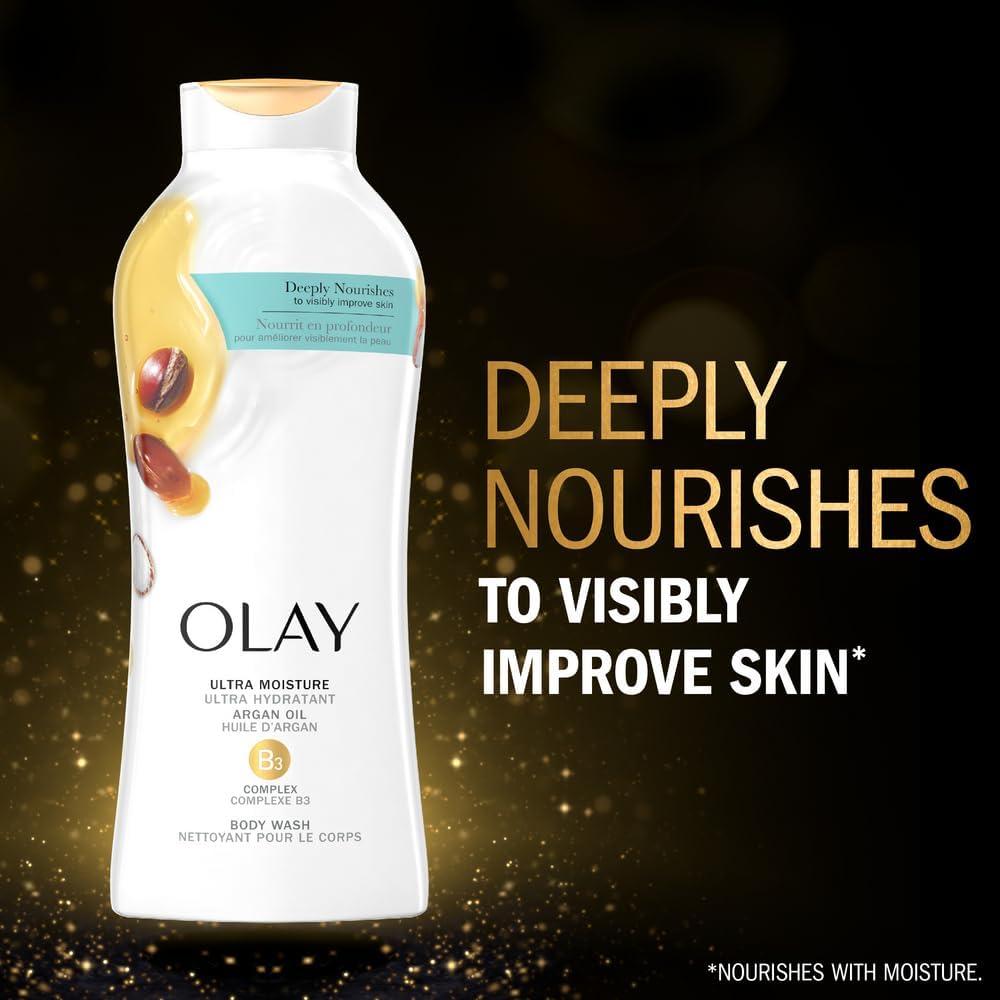 imageOlay Body Wash for Women Age Defying with Vitamin E 24hr Moisturizing Hydrating ampamp Refreshing B3 Vitamin Complex Free of Parabens ampamp Phthalates For All Skin Types Scented 22 fl oz Pack of 4Argan Oil