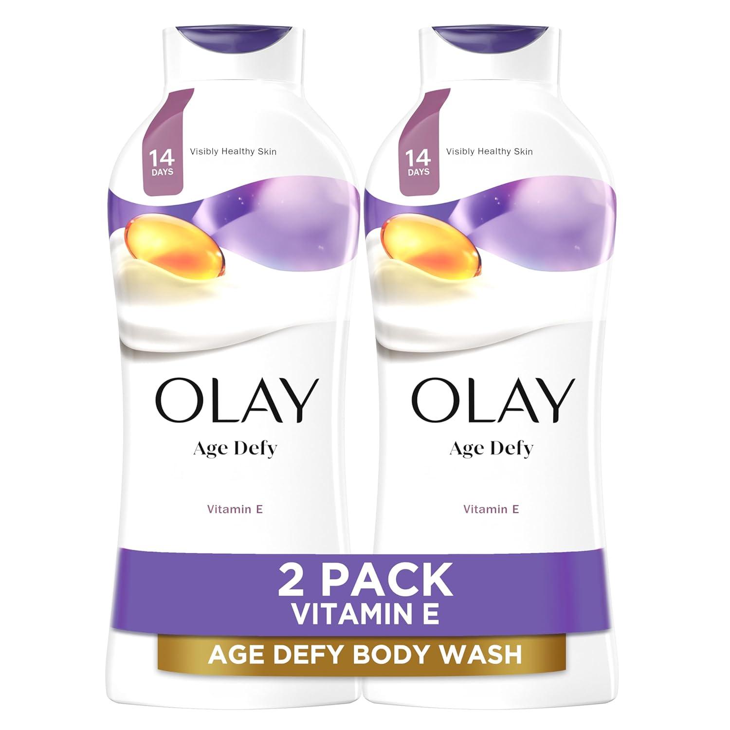 imageOlay Body Wash for Women Age Defying with Vitamin E 24hr Moisturizing Hydrating ampamp Refreshing B3 Vitamin Complex Free of Parabens ampamp Phthalates For All Skin Types Scented 22 fl oz Pack of 2Age Defying