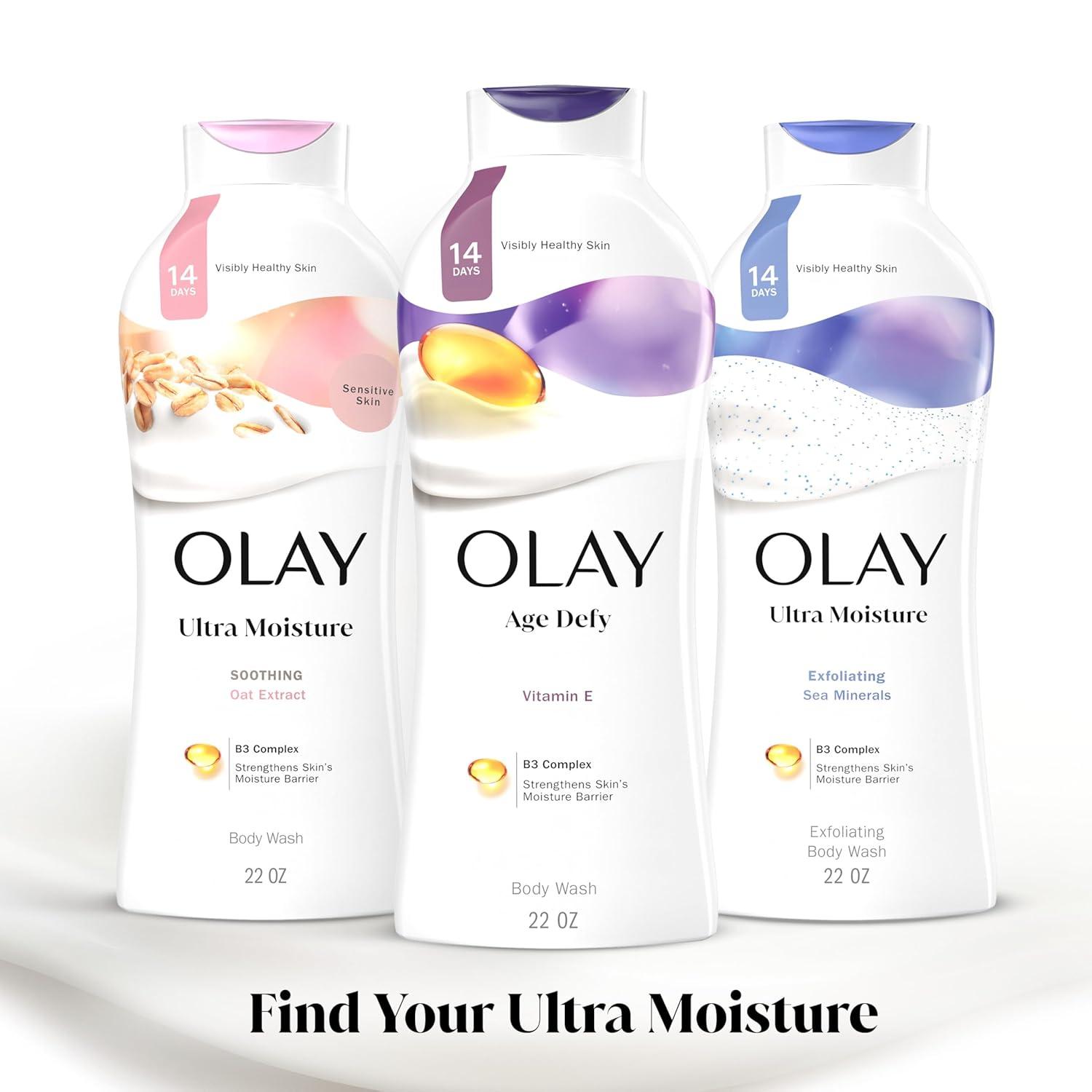 imageOlay Body Wash for Women Age Defying with Vitamin E 24hr Moisturizing Hydrating ampamp Refreshing B3 Vitamin Complex Free of Parabens ampamp Phthalates For All Skin Types Scented 22 fl oz Pack of 2Age Defying