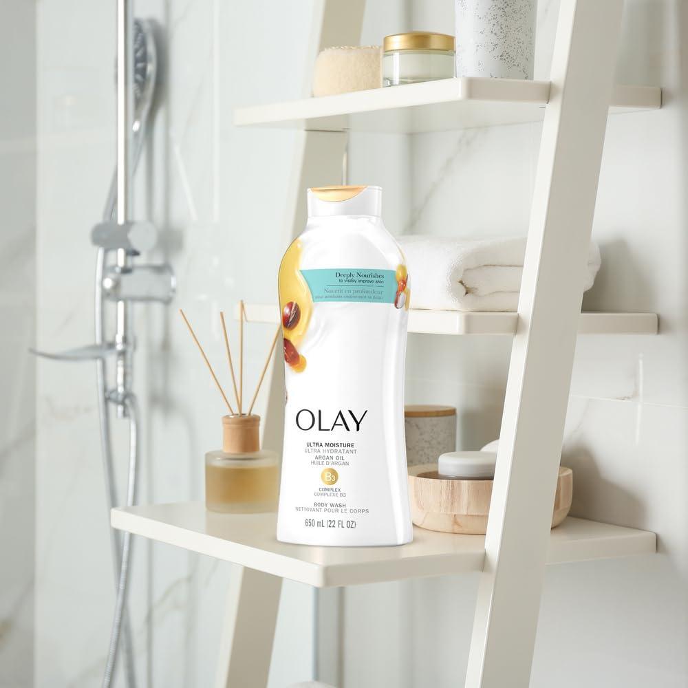 imageOlay Body Wash for Women Age Defying with Vitamin E 24hr Moisturizing Hydrating ampamp Refreshing B3 Vitamin Complex Free of Parabens ampamp Phthalates For All Skin Types Scented 22 fl oz Pack of 4Argan Oil