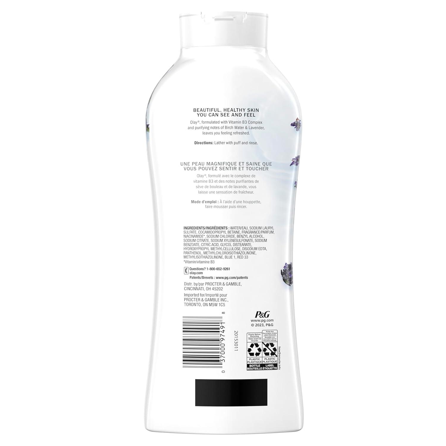 imageOlay Body Wash for Women Fresh Radiance Refreshing ampamp Renewing Made with Plant Based Cleansers B3 Botanical Complex For All Skin Types Birch Water ampamp Lavender Scent 22 fl oz Pack of 4Birch Water  Lavender