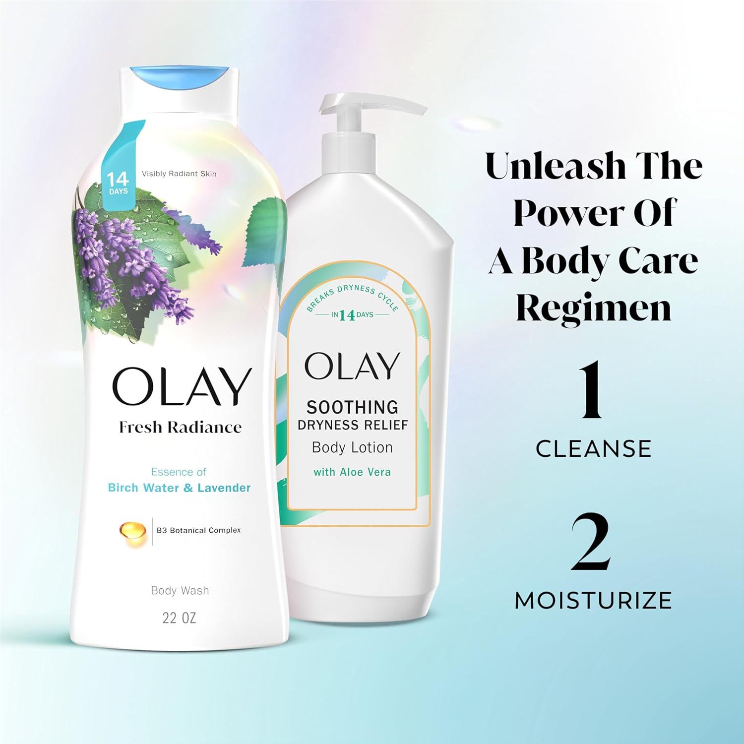 imageOlay Body Wash for Women Fresh Radiance Refreshing ampamp Renewing Made with Plant Based Cleansers B3 Botanical Complex For All Skin Types Birch Water ampamp Lavender Scent 22 fl oz Pack of 4Birch Water  Lavender