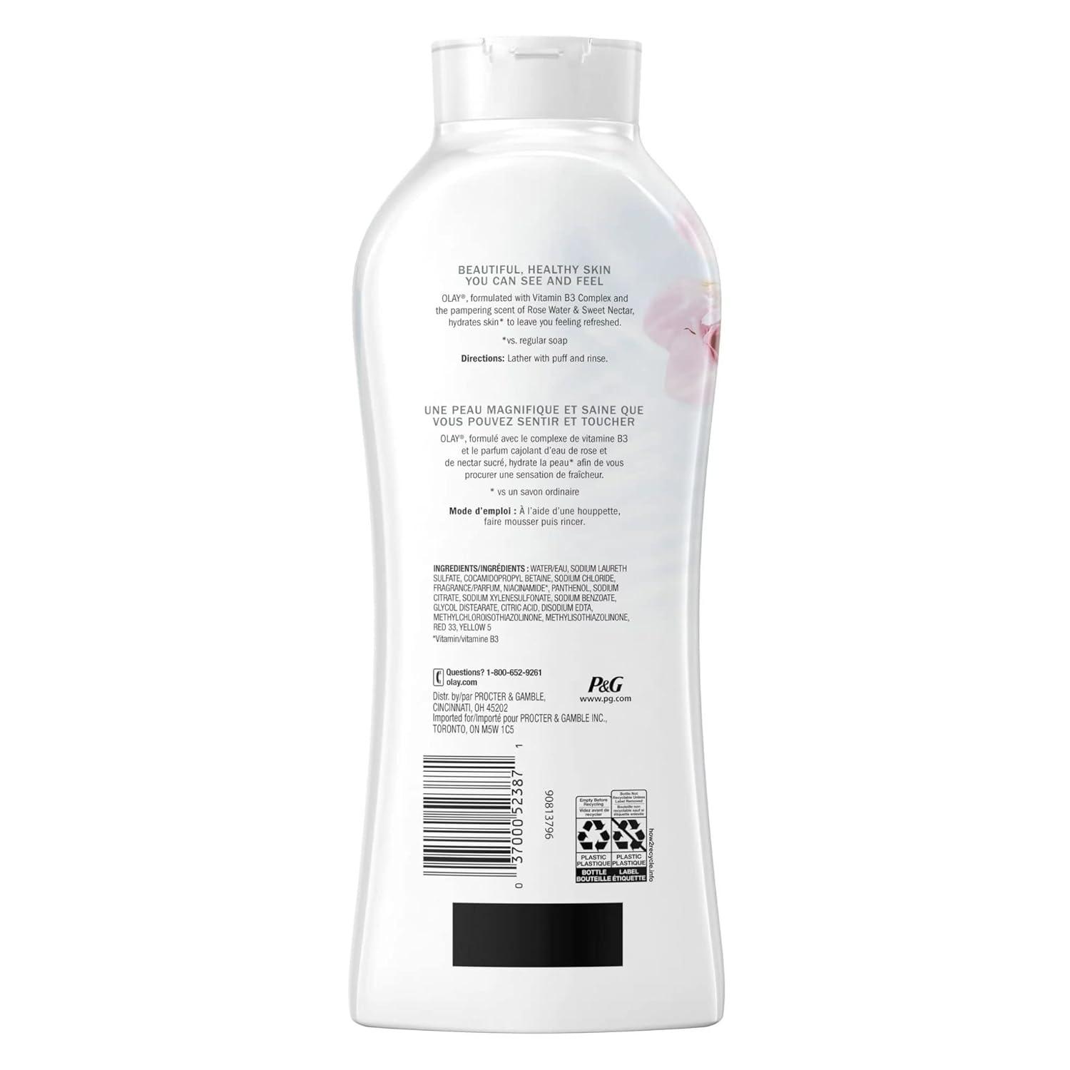 imageOlay Body Wash for Women Fresh Radiance Refreshing ampamp Renewing Made with Plant Based Cleansers B3 Botanical Complex For All Skin Types Birch Water ampamp Lavender Scent 22 fl oz Pack of 4Rose Water  Sweet Nectar