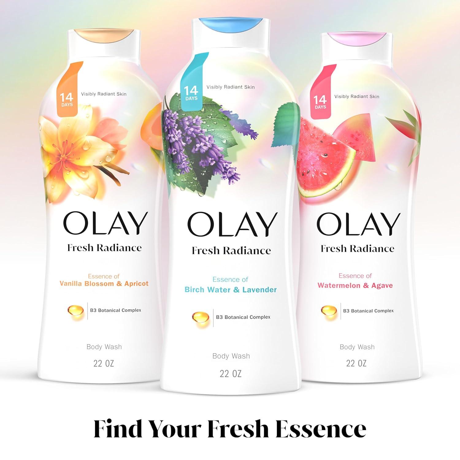 imageOlay Body Wash for Women Fresh Radiance Refreshing ampamp Renewing Made with Plant Based Cleansers B3 Botanical Complex For All Skin Types Birch Water ampamp Lavender Scent 22 fl oz Pack of 4Birch Water  Lavender
