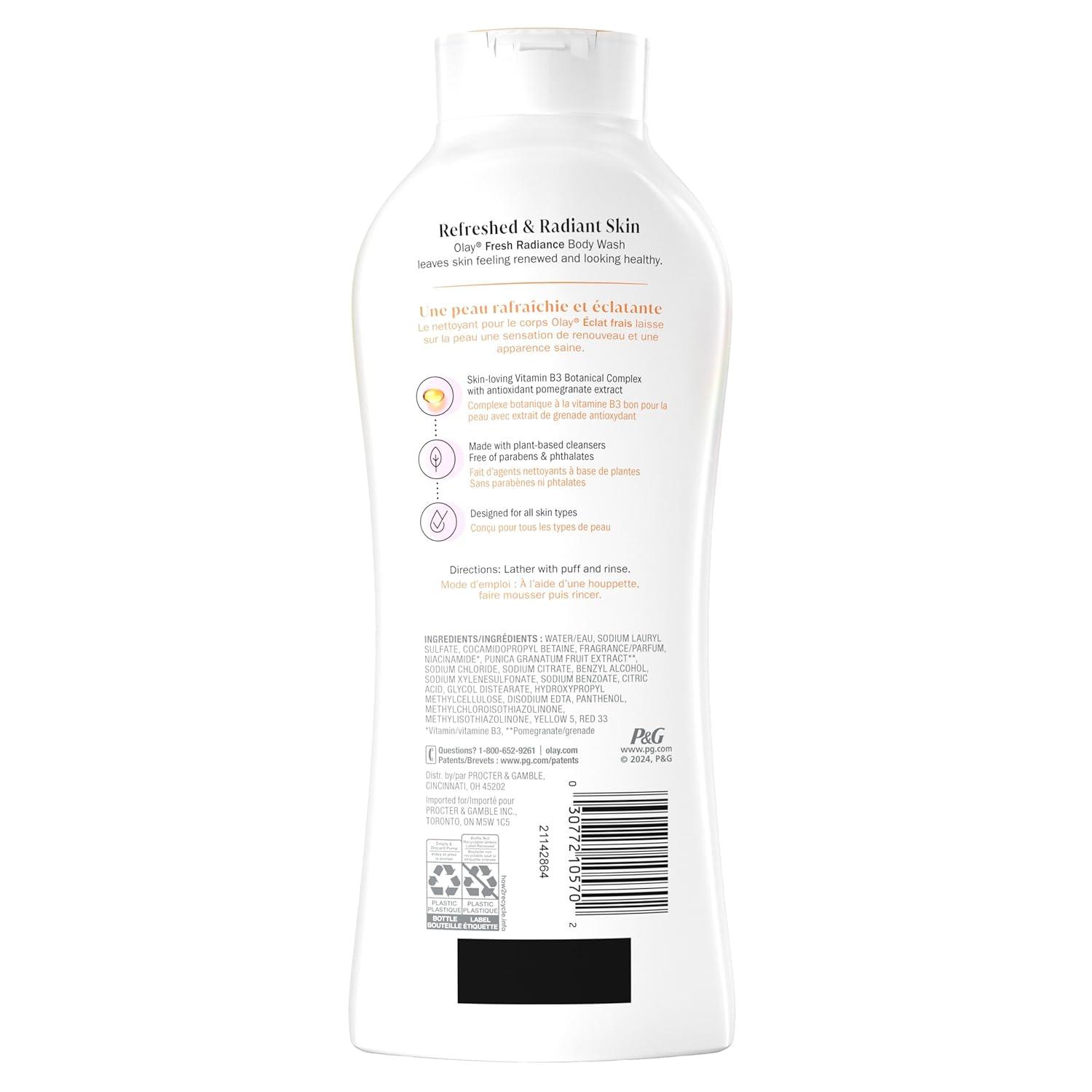 imageOlay Body Wash for Women Fresh Radiance Refreshing ampamp Renewing Made with Plant Based Cleansers B3 Botanical Complex For All Skin Types Birch Water ampamp Lavender Scent 22 fl oz Pack of 4Vanilla Blossom  Apricot
