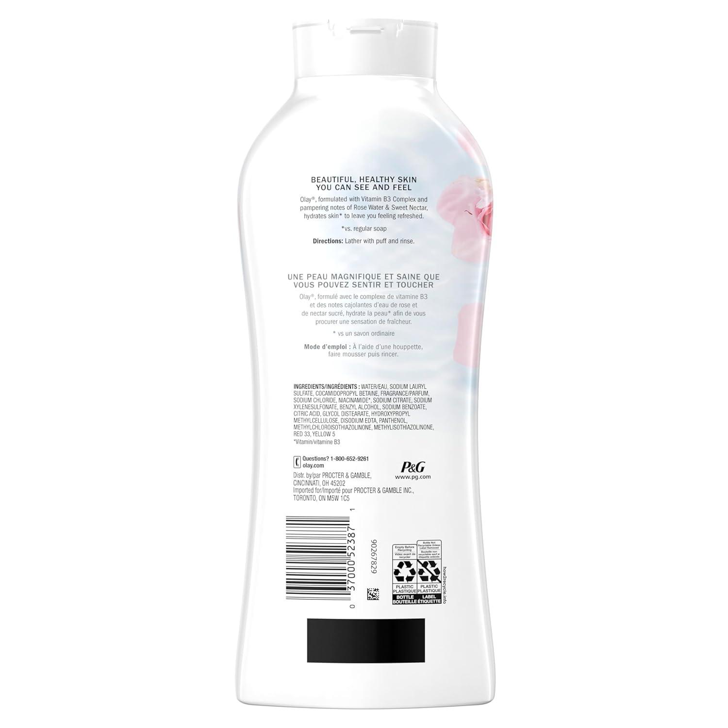 imageOlay Body Wash for Women Fresh Radiance Refreshing ampamp Renewing Made with Plant Based Cleansers B3 Botanical Complex For All Skin Types Birch Water ampamp Lavender Scent 22 fl oz Pack of 4Rose Water  Sweet Nectar
