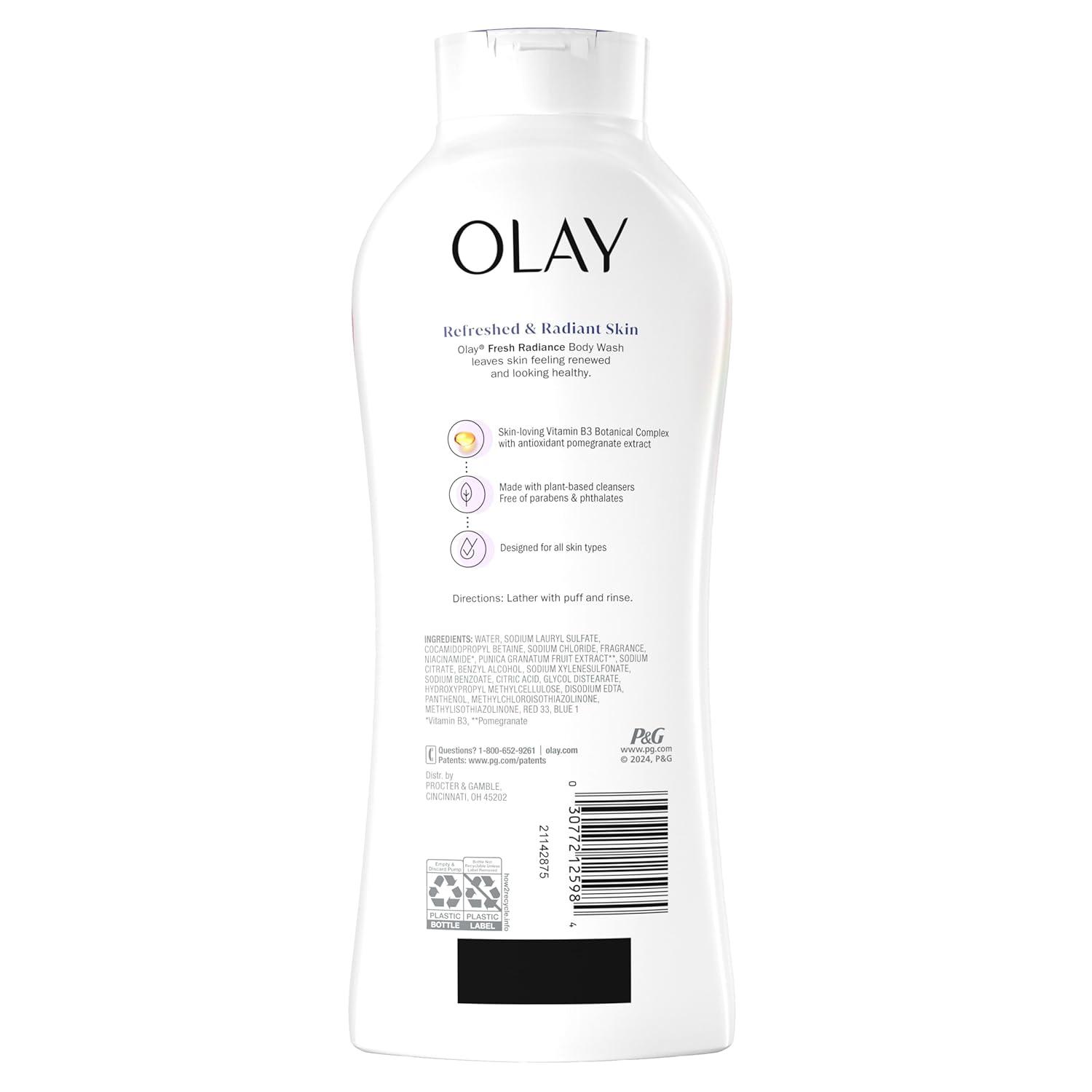 imageOlay Body Wash for Women Fresh Radiance Refreshing ampamp Renewing Made with Plant Based Cleansers B3 Botanical Complex For All Skin Types Fresh Berries Scent 22 fl oz Pack of 4Fresh Berries