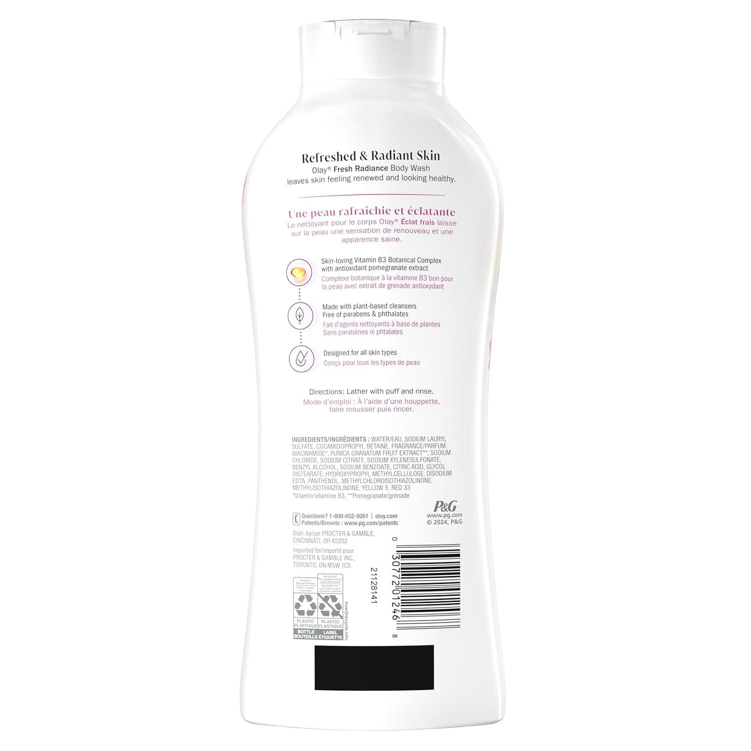 imageOlay Body Wash for Women Fresh Radiance Refreshing ampamp Renewing Made with Plant Based Cleansers B3 Botanical Complex For All Skin Types Orchid ampamp Black Currant Scent 22 fl oz Pack of 4Peach  Cherry Blossom
