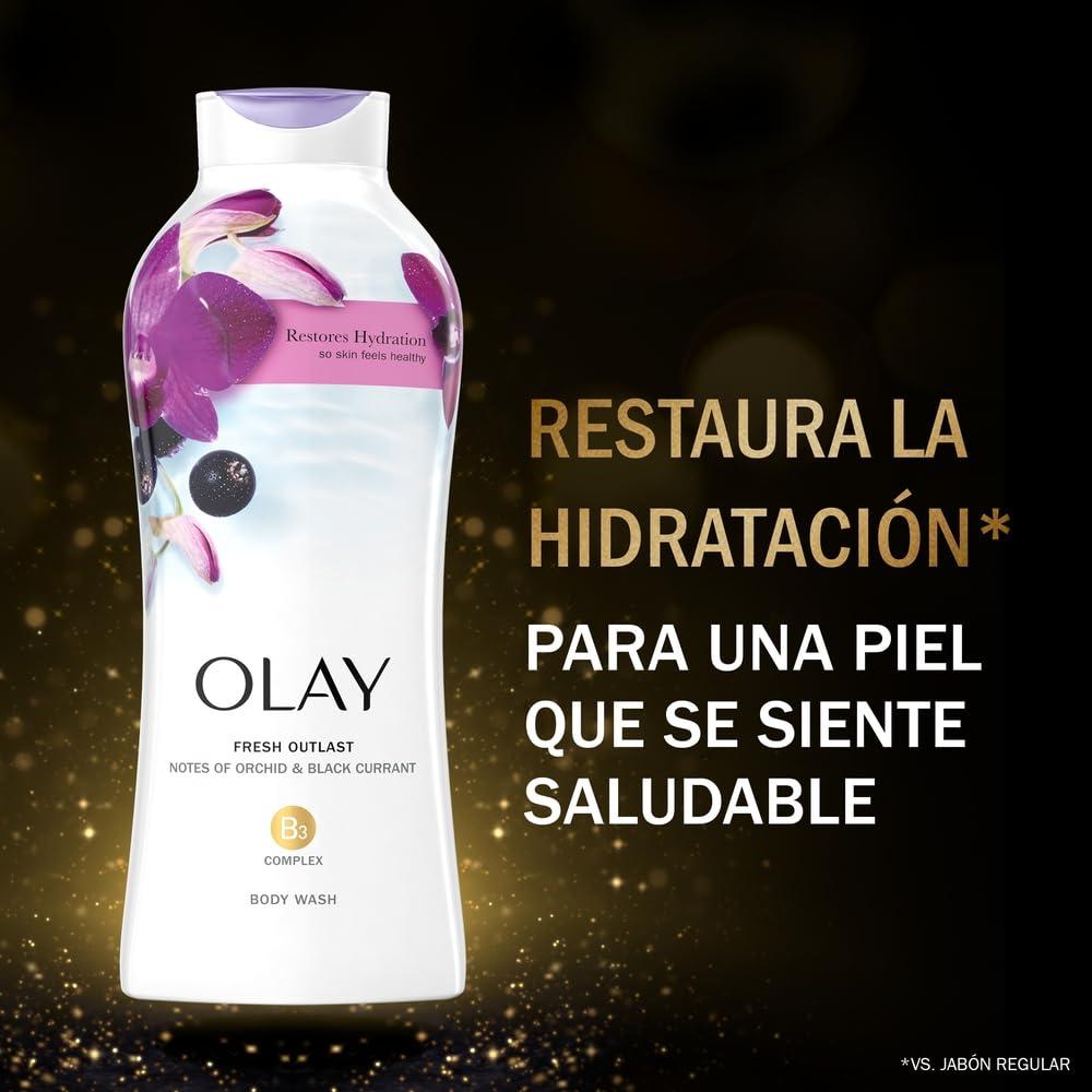 imageOlay Body Wash for Women Fresh Radiance Refreshing ampamp Renewing Made with Plant Based Cleansers B3 Botanical Complex For All Skin Types Orchid ampamp Black Currant Scent 22 fl oz Pack of 4Orchid