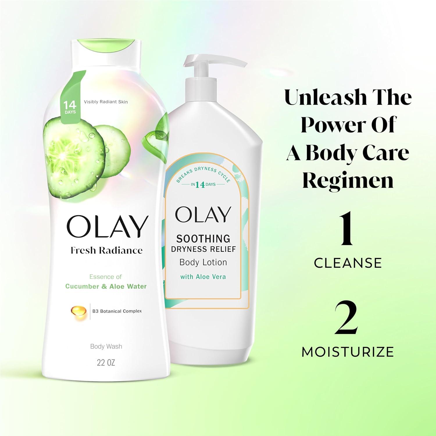 imageOlay Body Wash for Women Fresh Radiance Refreshing ampamp Renewing Made with Plant Based Cleansers B3 Botanical Complex For All Skin Types Orchid ampamp Black Currant Scent 22 fl oz Pack of 4Cucumber  Aloe Water