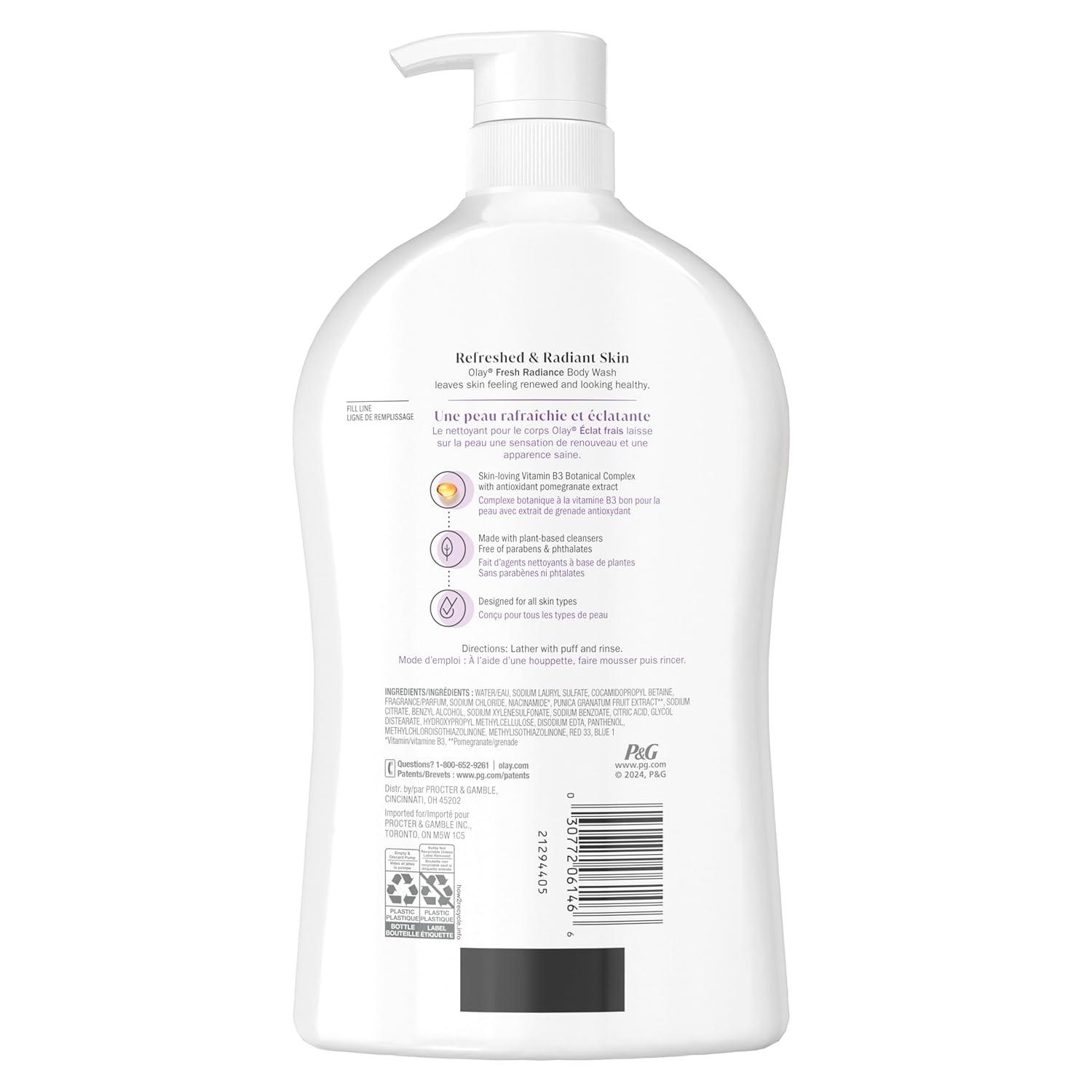 imageOlay Body Wash for Women Fresh Radiance Refreshing ampamp Renewing Made with Plant Based Cleansers B3 Botanical Complex For All Skin Types Orchid ampamp Black Currant Scent 22 fl oz Pack of 4Orchid  Black Currant