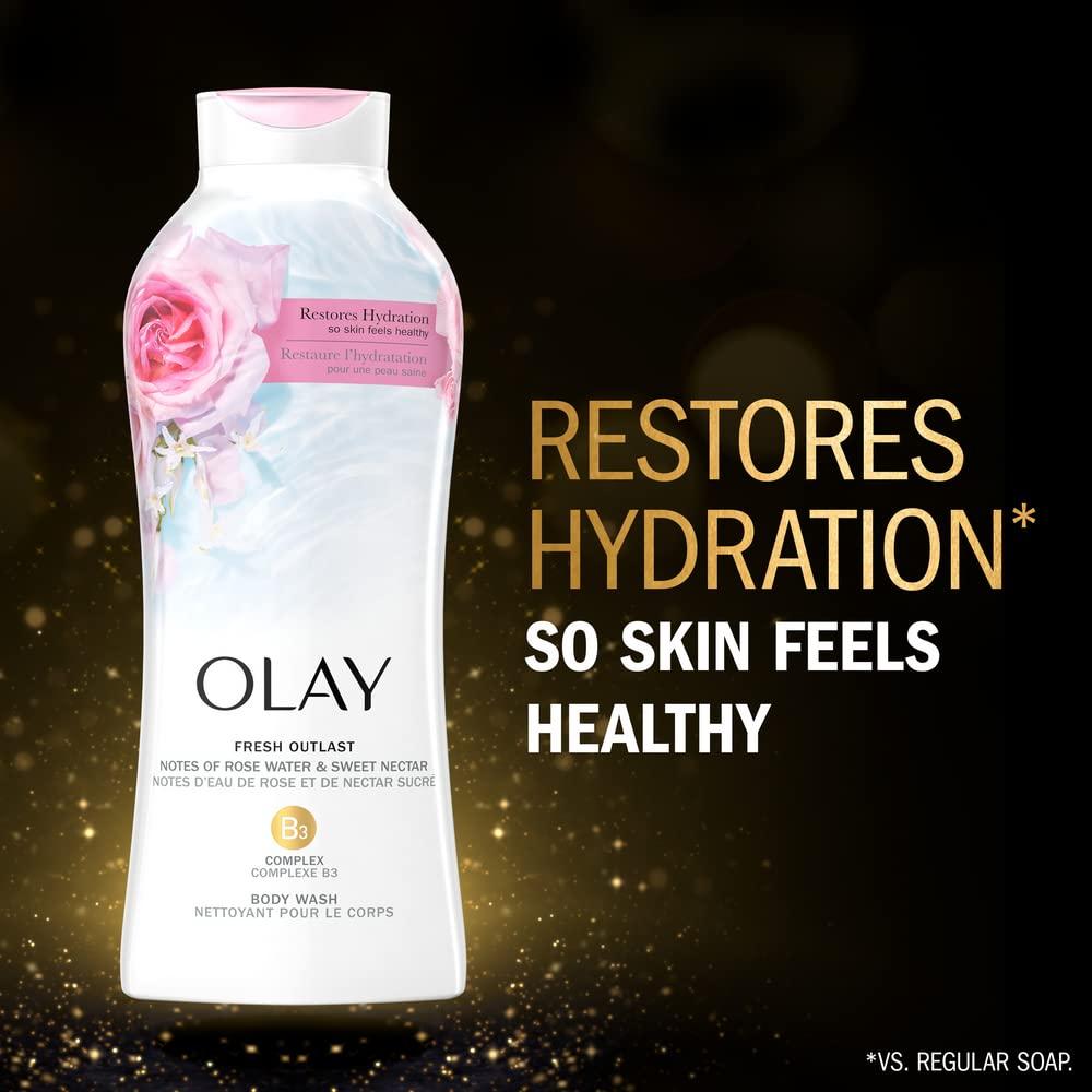 imageOlay Body Wash for Women Fresh Radiance Refreshing ampamp Renewing Made with Plant Based Cleansers B3 Botanical Complex For All Skin Types Orchid ampamp Black Currant Scent 22 fl oz Pack of 4Sweet Nectar
