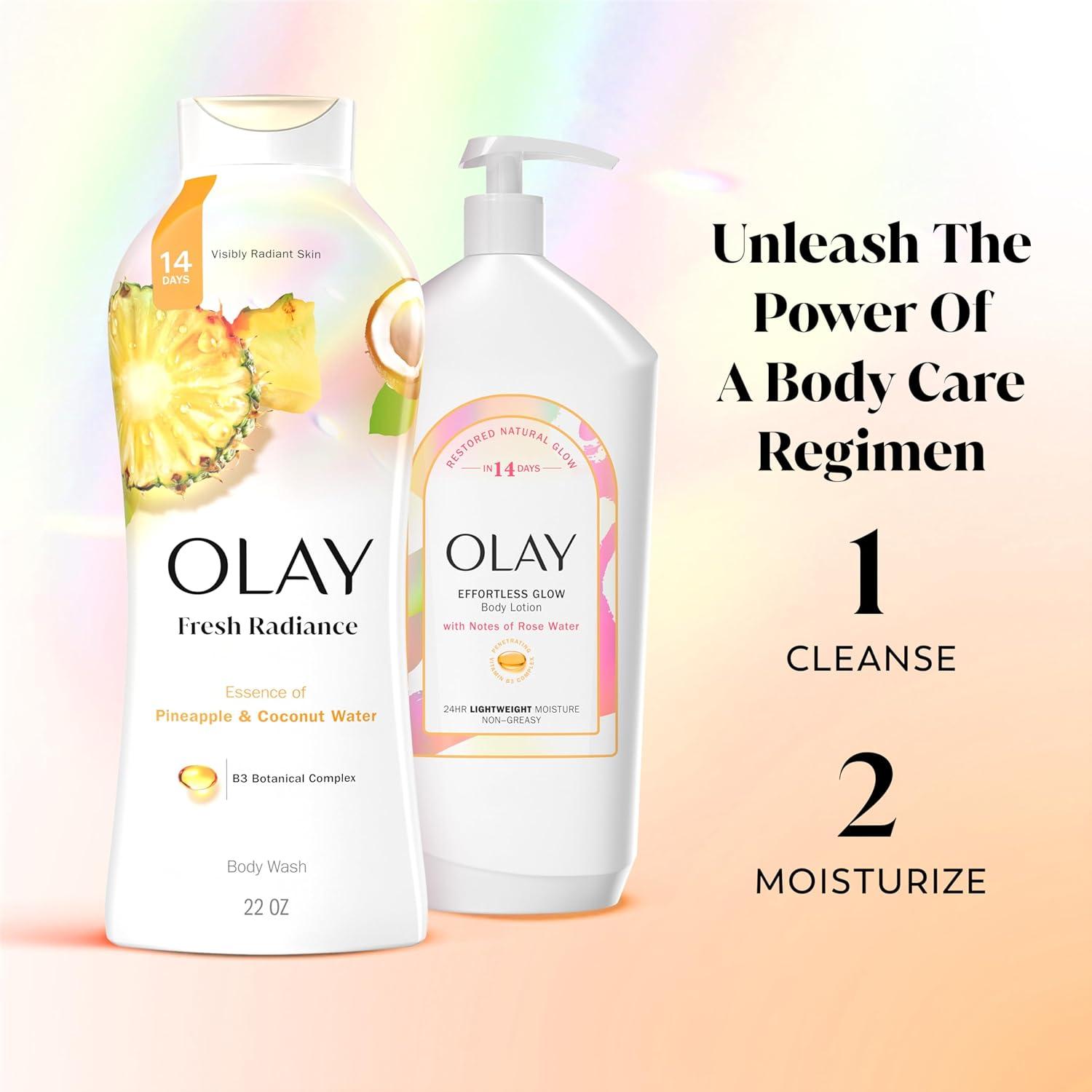 imageOlay Body Wash for Women Fresh Radiance Refreshing ampamp Renewing Made with Plant Based Cleansers B3 Botanical Complex For All Skin Types Orchid ampamp Black Currant Scent 22 fl oz Pack of 4Pineapple  Coconut Water