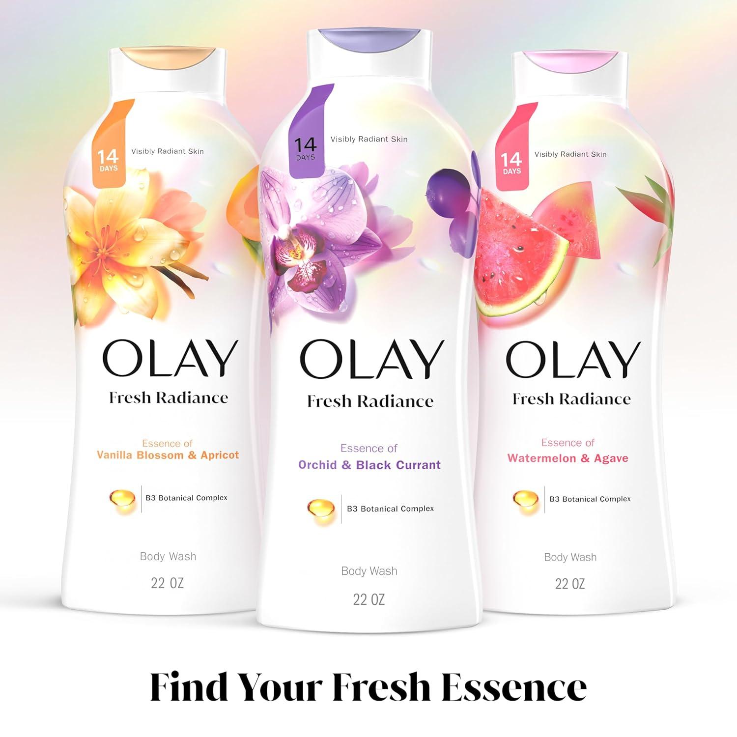 imageOlay Body Wash for Women Fresh Radiance Refreshing ampamp Renewing Made with Plant Based Cleansers B3 Botanical Complex For All Skin Types Orchid ampamp Black Currant Scent 22 fl oz Pack of 4Orchid  Black Currant