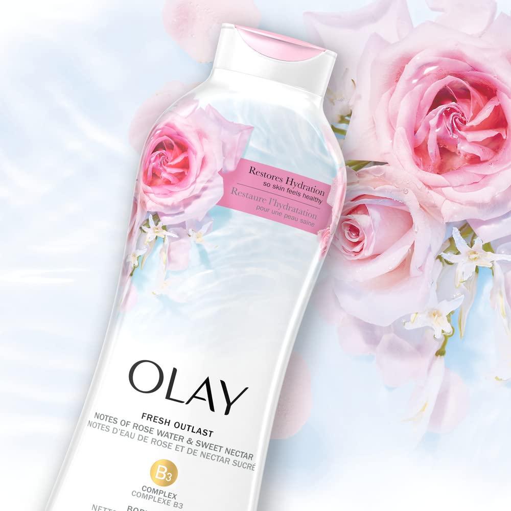 imageOlay Body Wash for Women Fresh Radiance Refreshing ampamp Renewing Made with Plant Based Cleansers B3 Botanical Complex For All Skin Types Orchid ampamp Black Currant Scent 22 fl oz Pack of 4Sweet Nectar