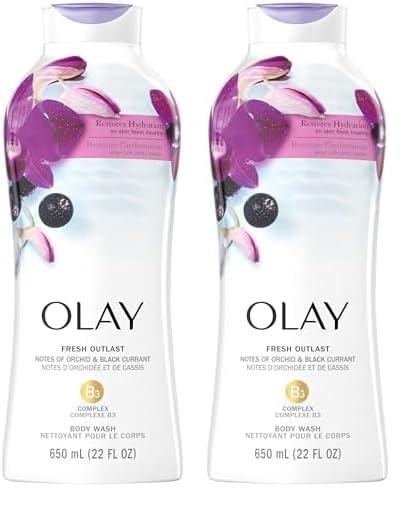 imageOlay Body Wash for Women Fresh Radiance Refreshing ampamp Renewing Made with Plant Based Cleansers B3 Botanical Complex For All Skin Types Orchid ampamp Black Currant Scent 22 fl oz Pack of 4Orchid