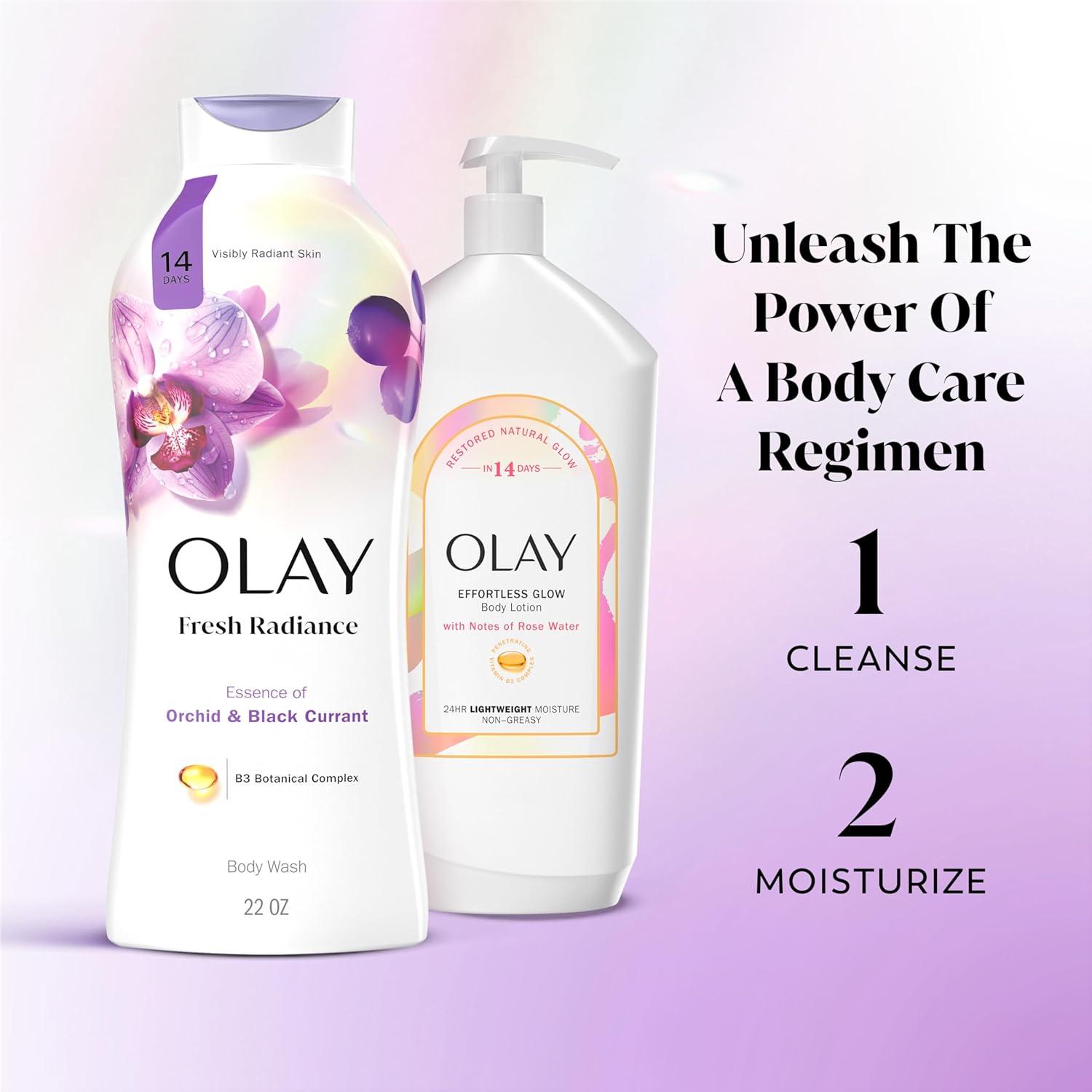 imageOlay Body Wash for Women Fresh Radiance Refreshing ampamp Renewing Made with Plant Based Cleansers B3 Botanical Complex For All Skin Types Orchid ampamp Black Currant Scent 22 fl oz Pack of 4Orchid  Black Currant