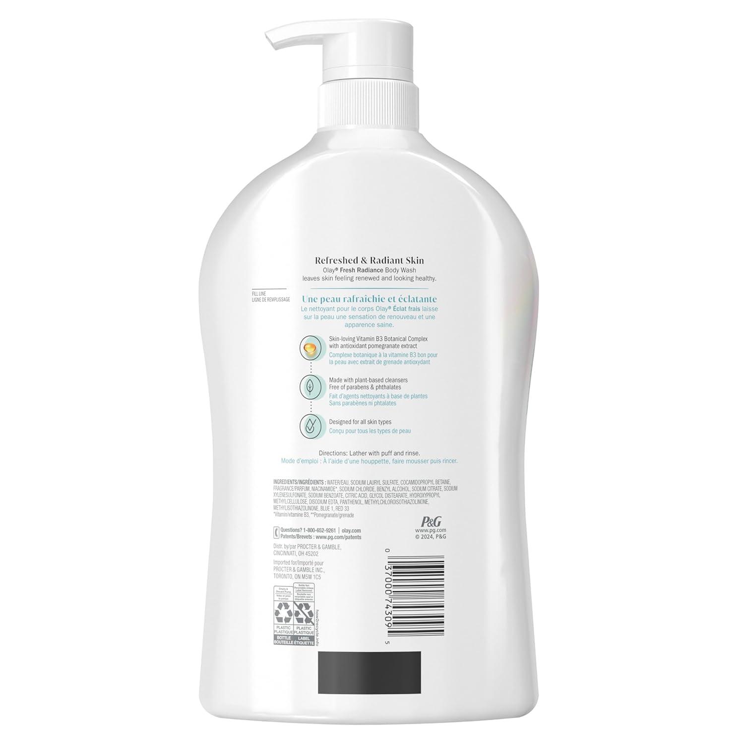imageOlay Body Wash for Women Fresh Radiance Refreshing ampamp Renewing Made with Plant Based Cleansers B3 Botanical Complex For All Skin Types Orchid ampamp Black Currant Scent 22 fl oz Pack of 4Birch Water  Lavender