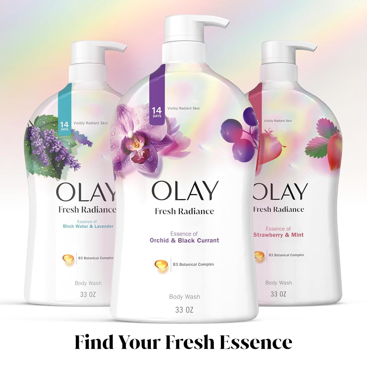 imageOlay Body Wash for Women Fresh Radiance Refreshing ampamp Renewing Made with Plant Based Cleansers B3 Botanical Complex For All Skin Types Orchid ampamp Black Currant Scent 22 fl oz Pack of 4Orchid  Black Currant