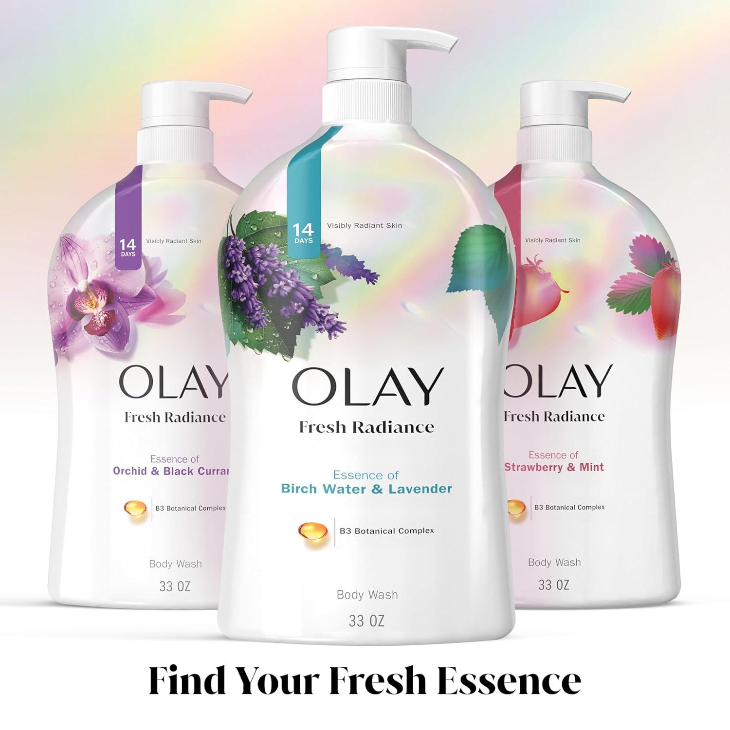 imageOlay Body Wash for Women Fresh Radiance Refreshing ampamp Renewing Made with Plant Based Cleansers B3 Botanical Complex For All Skin Types Orchid ampamp Black Currant Scent 22 fl oz Pack of 4Birch Water  Lavender
