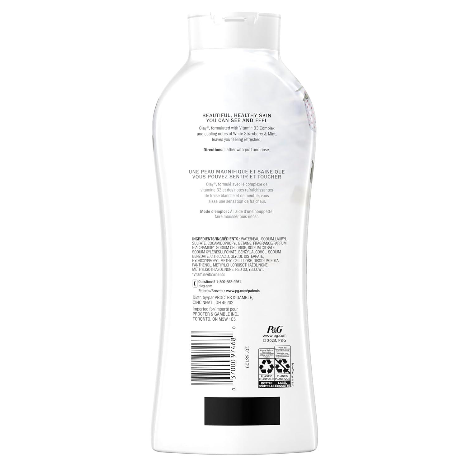 imageOlay Body Wash for Women Fresh Radiance Refreshing ampamp Renewing Made with Plant Based Cleansers B3 Botanical Complex For All Skin Types Orchid ampamp Black Currant Scent 22 fl oz Pack of 4Strawberry  Mint