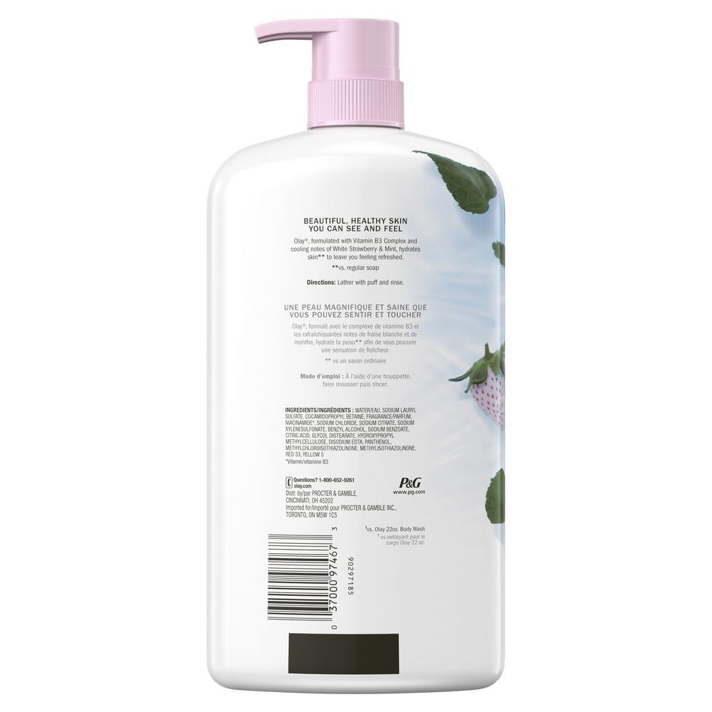 imageOlay Body Wash for Women Fresh Radiance Refreshing ampamp Renewing Made with Plant Based Cleansers B3 Botanical Complex For All Skin Types Orchid ampamp Black Currant Scent 22 fl oz Pack of 4Strawberry  Mint