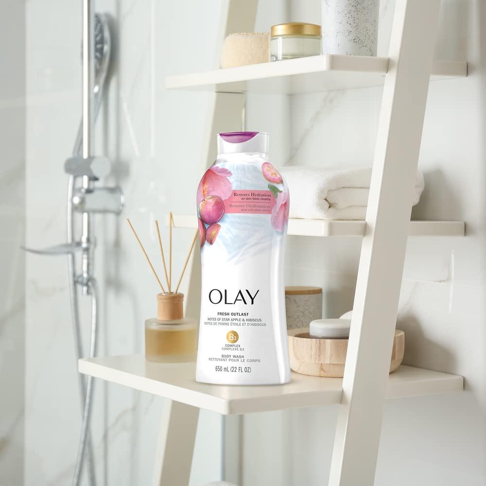 imageOlay Body Wash for Women Fresh Radiance Refreshing ampamp Renewing Made with Plant Based Cleansers B3 Botanical Complex For All Skin Types Orchid ampamp Black Currant Scent 22 fl oz Pack of 4Star Apple  Hibiscus