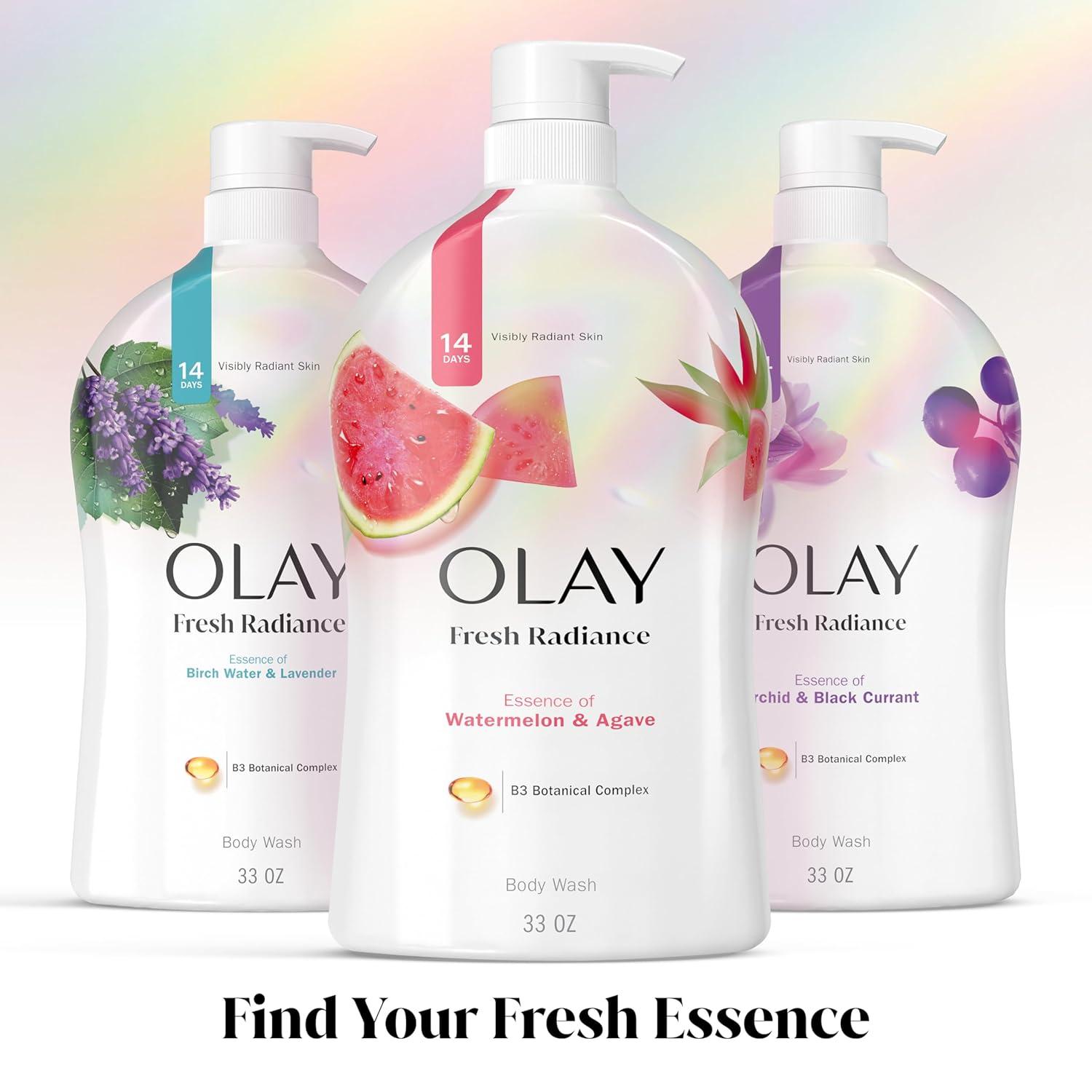 imageOlay Body Wash for Women Fresh Radiance Refreshing ampamp Renewing Made with Plant Based Cleansers B3 Botanical Complex For All Skin Types Orchid ampamp Black Currant Scent 22 fl oz Pack of 4Watermelon  Agave