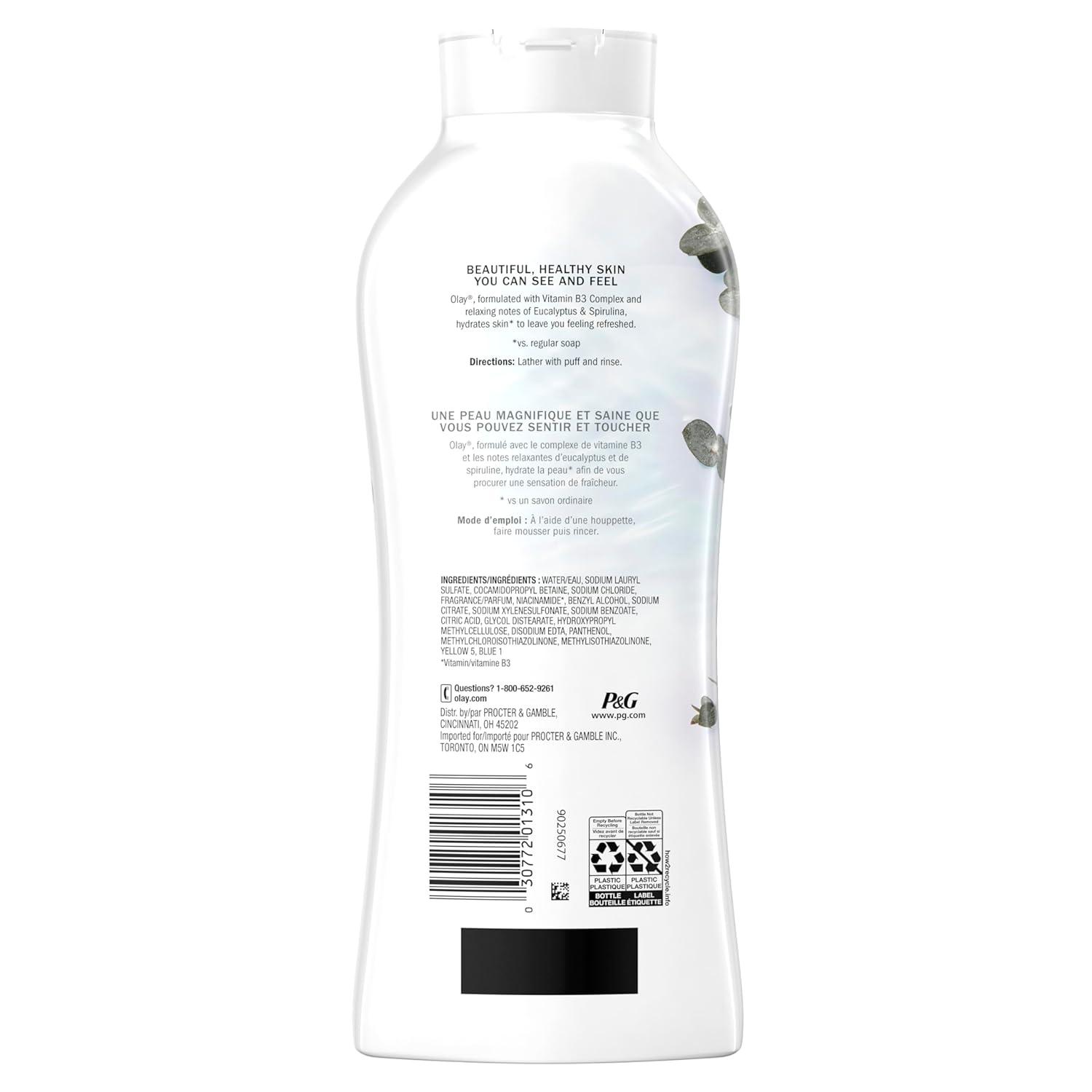 imageOlay Body Wash for Women Fresh Radiance Refreshing ampamp Renewing Made with Plant Based Cleansers B3 Botanical Complex For All Skin Types Orchid ampamp Black Currant Scent 22 fl oz Pack of 4Eucalyptus  Spirulina