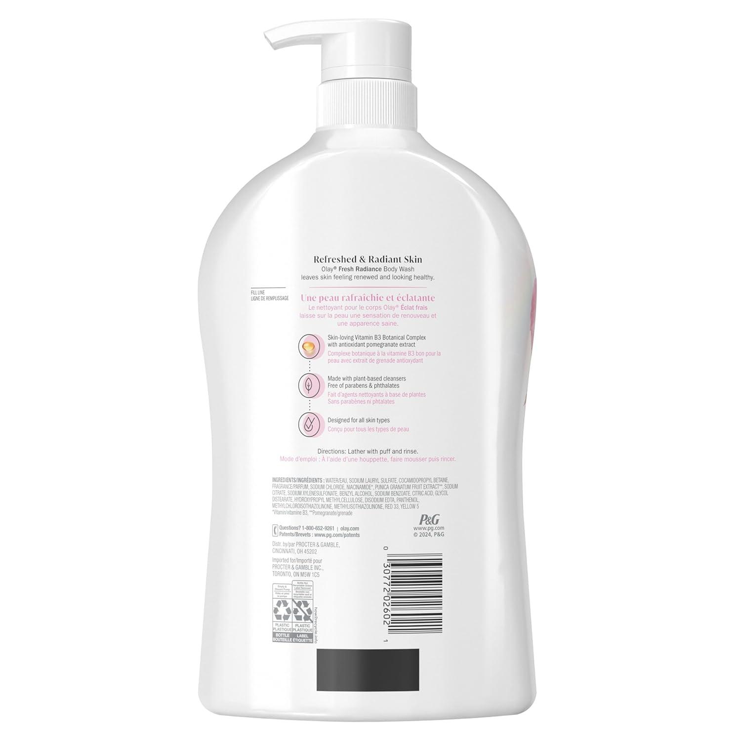 imageOlay Body Wash for Women Fresh Radiance Refreshing ampamp Renewing Made with Plant Based Cleansers B3 Botanical Complex For All Skin Types Orchid ampamp Black Currant Scent 22 fl oz Pack of 4Rose Water  Sweet Nectar