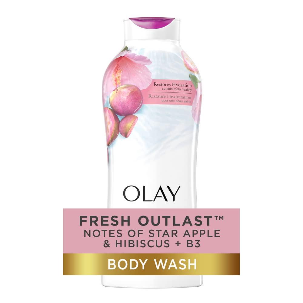imageOlay Body Wash for Women Fresh Radiance Refreshing ampamp Renewing Made with Plant Based Cleansers B3 Botanical Complex For All Skin Types Orchid ampamp Black Currant Scent 22 fl oz Pack of 4Star Apple  Hibiscus