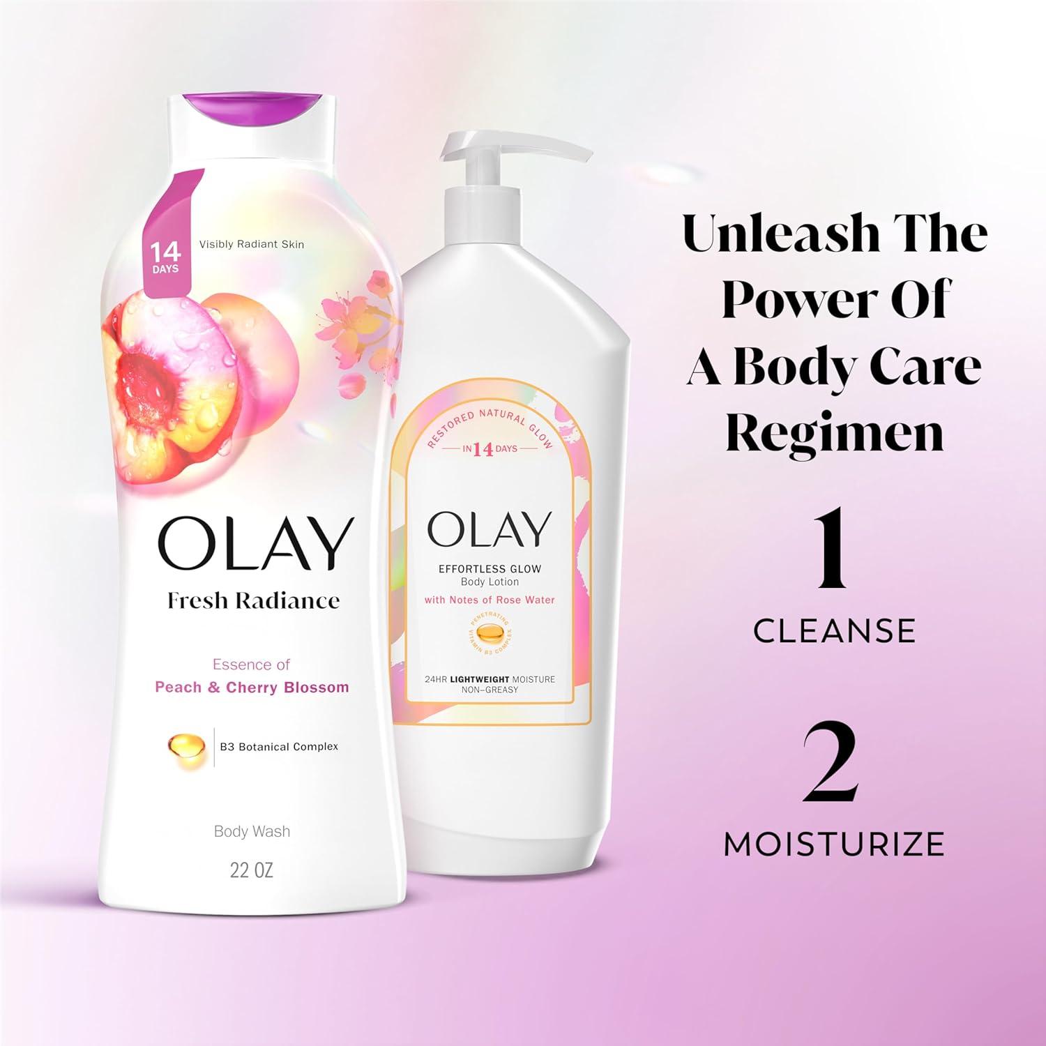 imageOlay Body Wash for Women Fresh Radiance Refreshing ampamp Renewing Made with Plant Based Cleansers B3 Botanical Complex For All Skin Types Orchid ampamp Black Currant Scent 22 fl oz Pack of 4Peach  Cherry Blossom