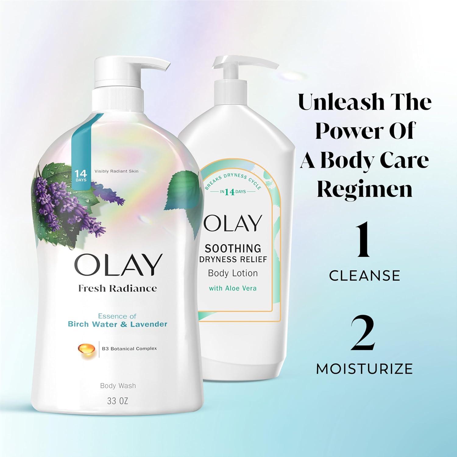 imageOlay Body Wash for Women Fresh Radiance Refreshing ampamp Renewing Made with Plant Based Cleansers B3 Botanical Complex For All Skin Types Orchid ampamp Black Currant Scent 22 fl oz Pack of 4Birch Water  Lavender