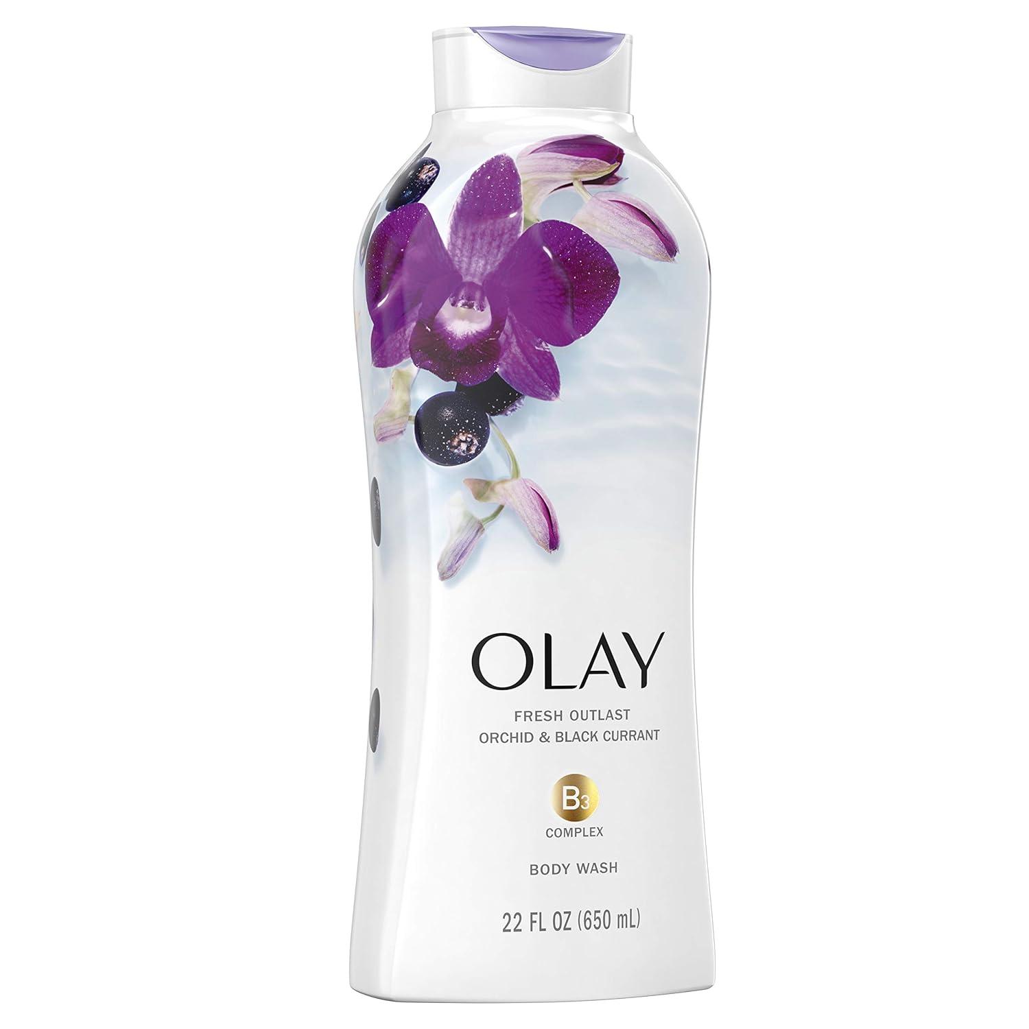 imageOlay Body Wash for Women Fresh Radiance Refreshing ampamp Renewing Made with Plant Based Cleansers B3 Botanical Complex For All Skin Types Orchid ampamp Black Currant Scent 22 fl oz Pack of 4Orchid