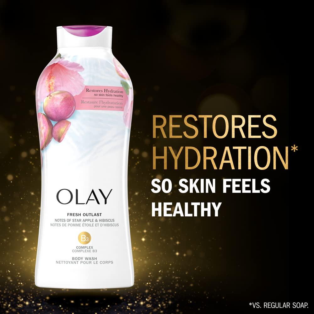 imageOlay Body Wash for Women Fresh Radiance Refreshing ampamp Renewing Made with Plant Based Cleansers B3 Botanical Complex For All Skin Types Orchid ampamp Black Currant Scent 22 fl oz Pack of 4Star Apple  Hibiscus