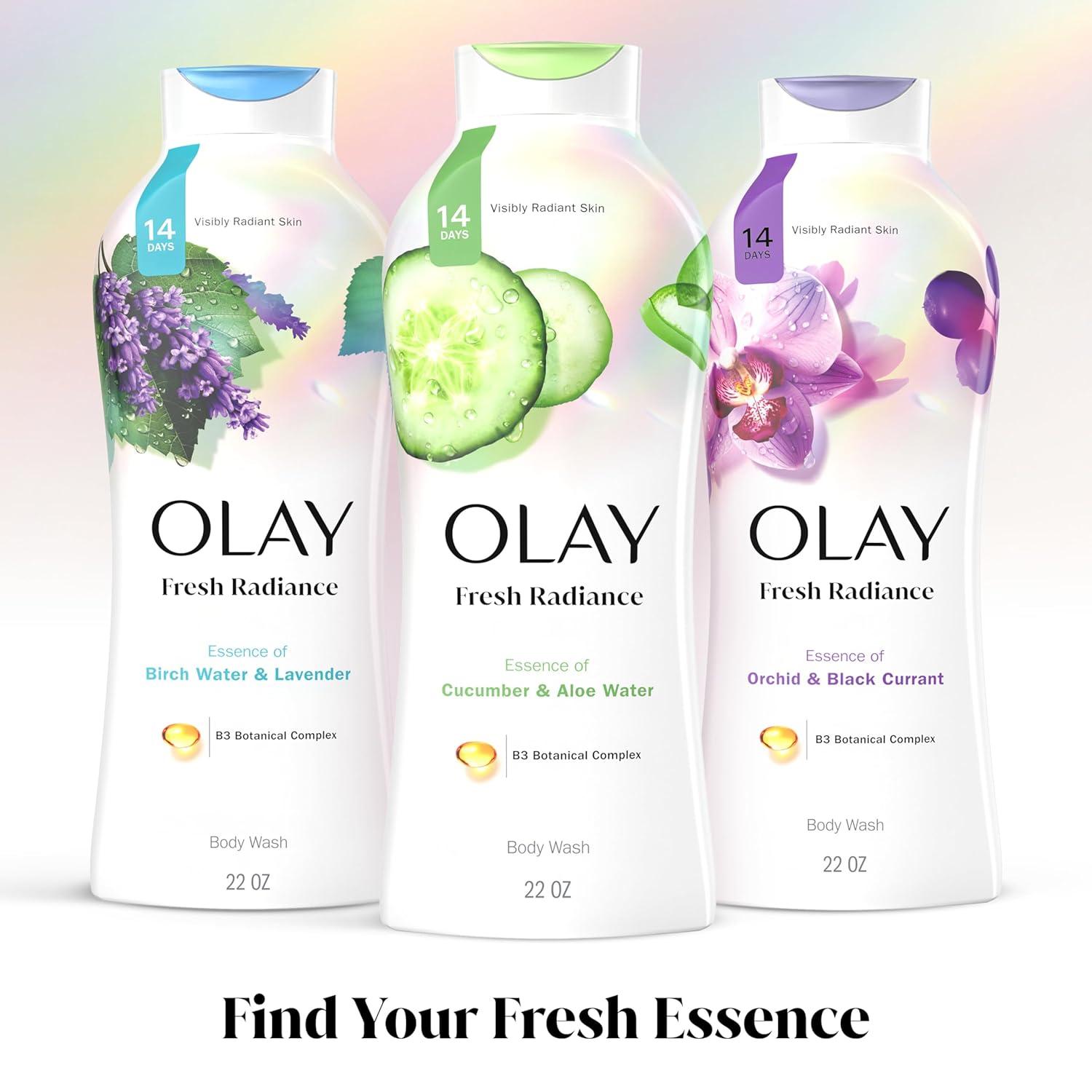 imageOlay Body Wash for Women Fresh Radiance Refreshing ampamp Renewing Made with Plant Based Cleansers B3 Botanical Complex For All Skin Types Orchid ampamp Black Currant Scent 22 fl oz Pack of 4Cucumber  Aloe Water