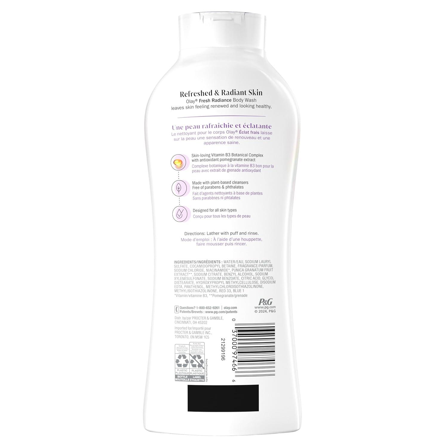 imageOlay Body Wash for Women Fresh Radiance Refreshing ampamp Renewing Made with Plant Based Cleansers B3 Botanical Complex For All Skin Types Orchid ampamp Black Currant Scent 22 fl oz Pack of 4Orchid  Black Currant