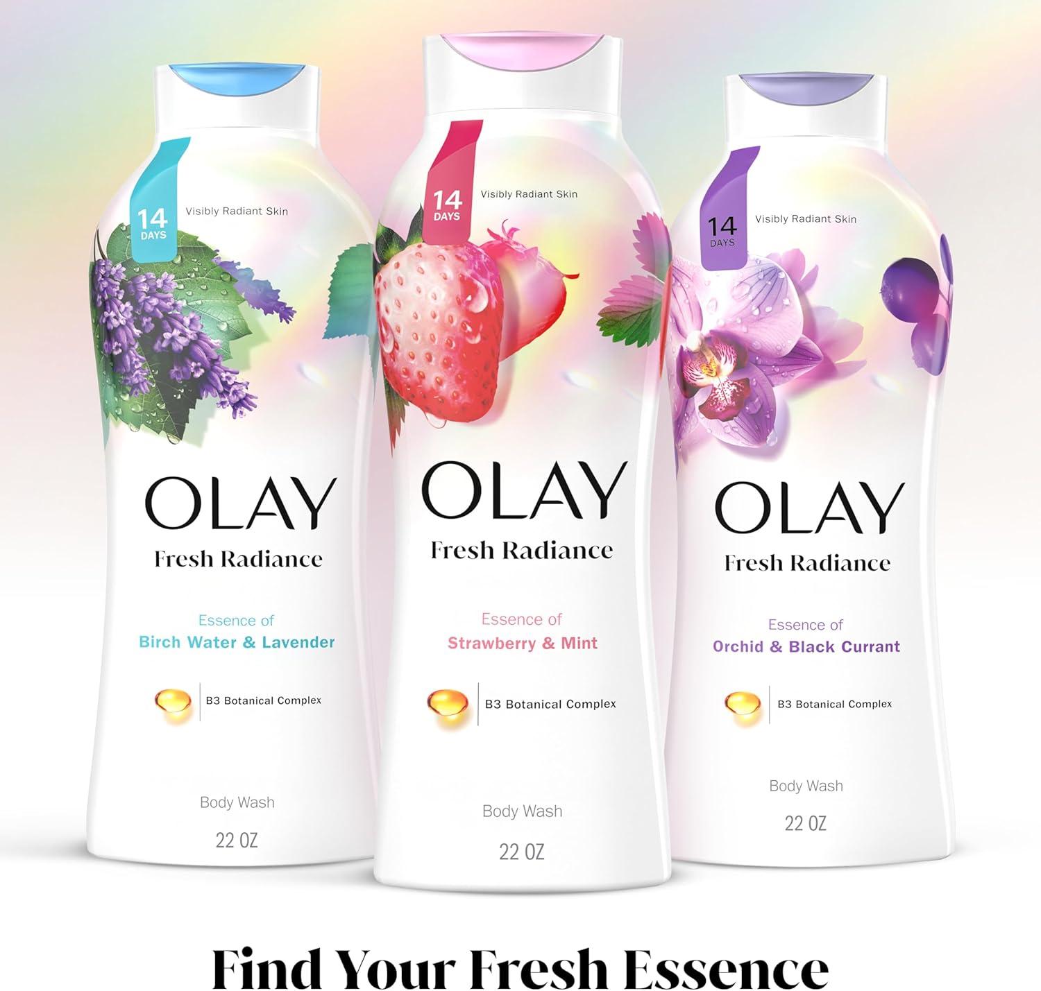 imageOlay Body Wash for Women Fresh Radiance Refreshing ampamp Renewing Made with Plant Based Cleansers B3 Botanical Complex For All Skin Types Strawberry ampamp Mint Scent 30 fl oz Pack of 24Cooling Strawberry and Mint