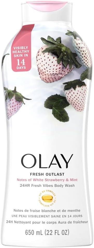 imageOlay Body Wash for Women Fresh Radiance Refreshing ampamp Renewing Made with Plant Based Cleansers B3 Botanical Complex For All Skin Types Strawberry ampamp Mint Scent 30 fl oz Pack of 24White Strawberry  Mint