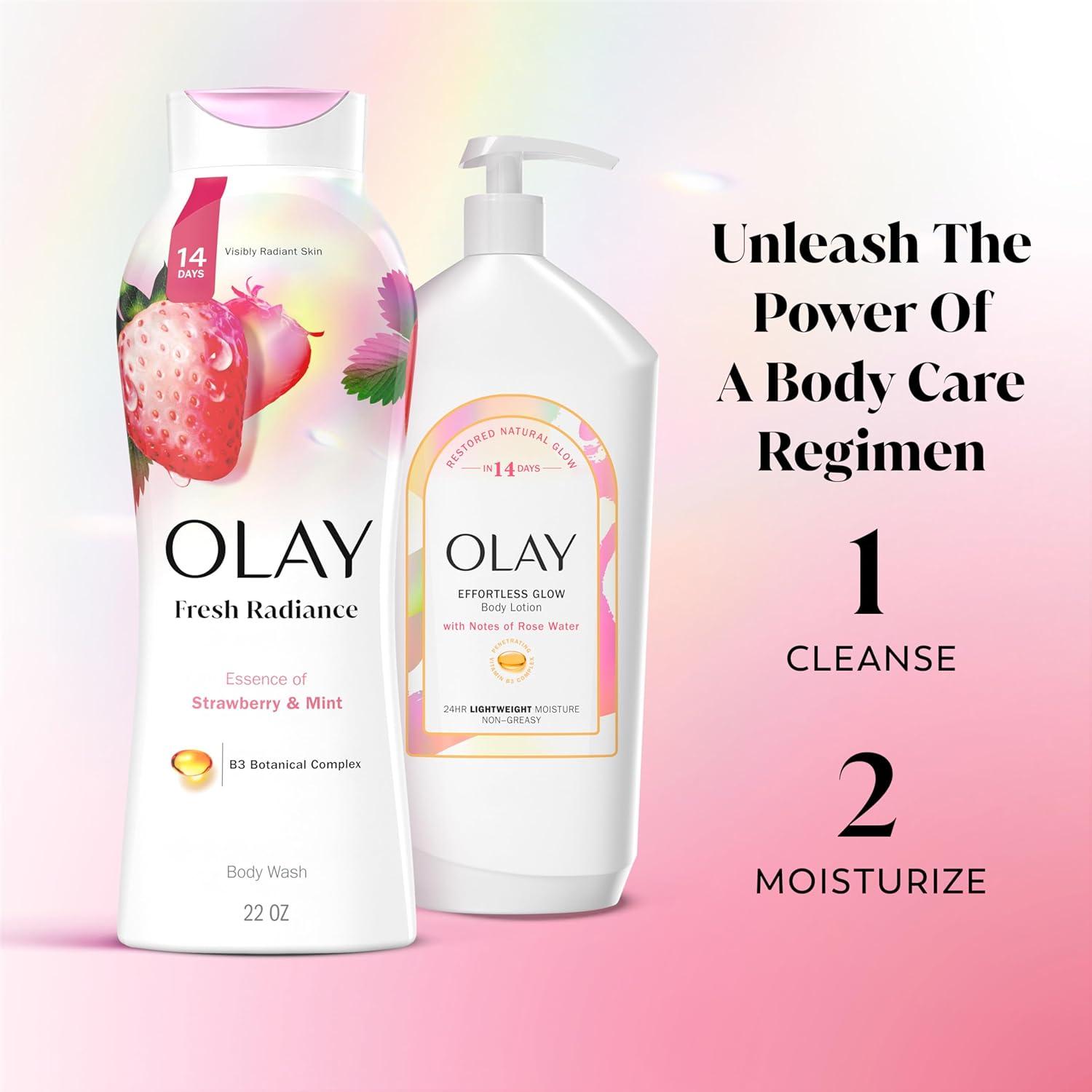 imageOlay Body Wash for Women Fresh Radiance Refreshing ampamp Renewing Made with Plant Based Cleansers B3 Botanical Complex For All Skin Types Strawberry ampamp Mint Scent 30 fl oz Pack of 24Cooling Strawberry and Mint