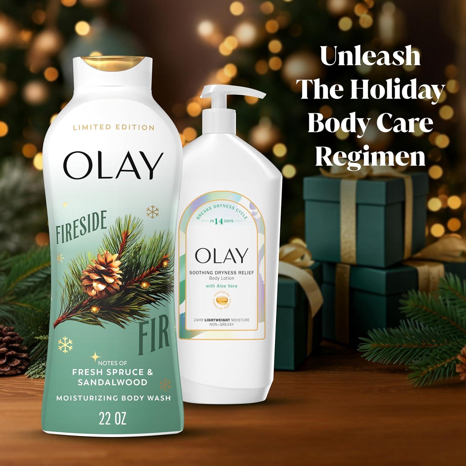 imageOlay Body Wash for Women Hydrating ampamp Moisturizing Holiday Edition With Plant Based Cleansers B3 Complex For All Skin Types Fireside Fir with Fresh Spruce ampamp Sandalwood Scent 22 fl ozFireside Fir with Fresh Spruce  Sandalwood