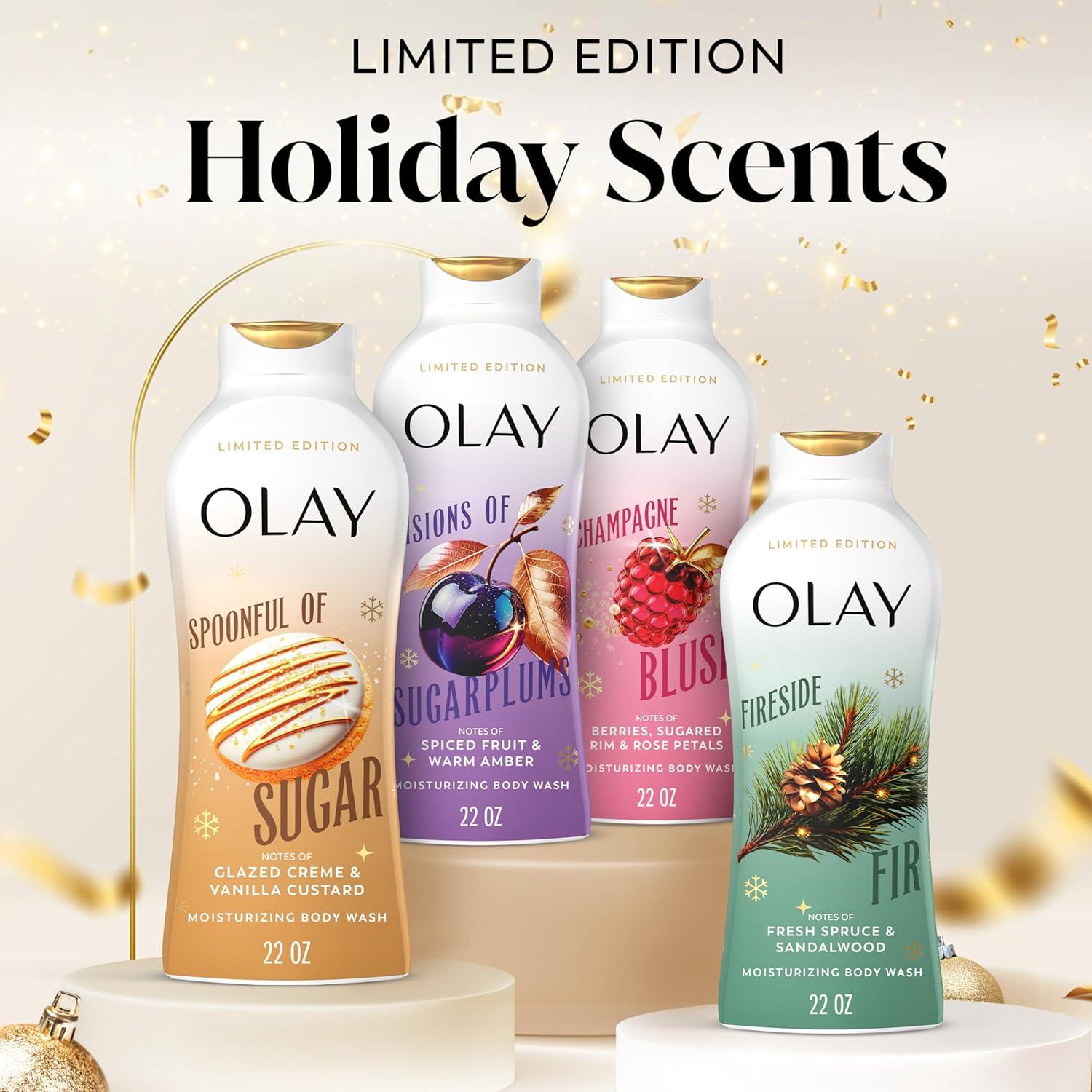 imageOlay Body Wash for Women Hydrating ampamp Moisturizing Holiday Edition With Plant Based Cleansers B3 Complex For All Skin Types Fireside Fir with Fresh Spruce ampamp Sandalwood Scent 22 fl ozSpoonful of Sugar with Glazed Crme  Vanilla Custard