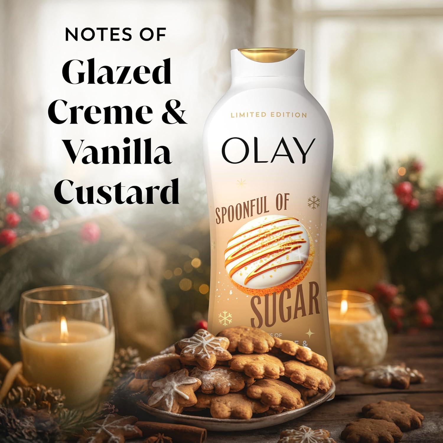 imageOlay Body Wash for Women Hydrating ampamp Moisturizing Holiday Edition With Plant Based Cleansers B3 Complex For All Skin Types Fireside Fir with Fresh Spruce ampamp Sandalwood Scent 22 fl ozSpoonful of Sugar with Glazed Crme  Vanilla Custard