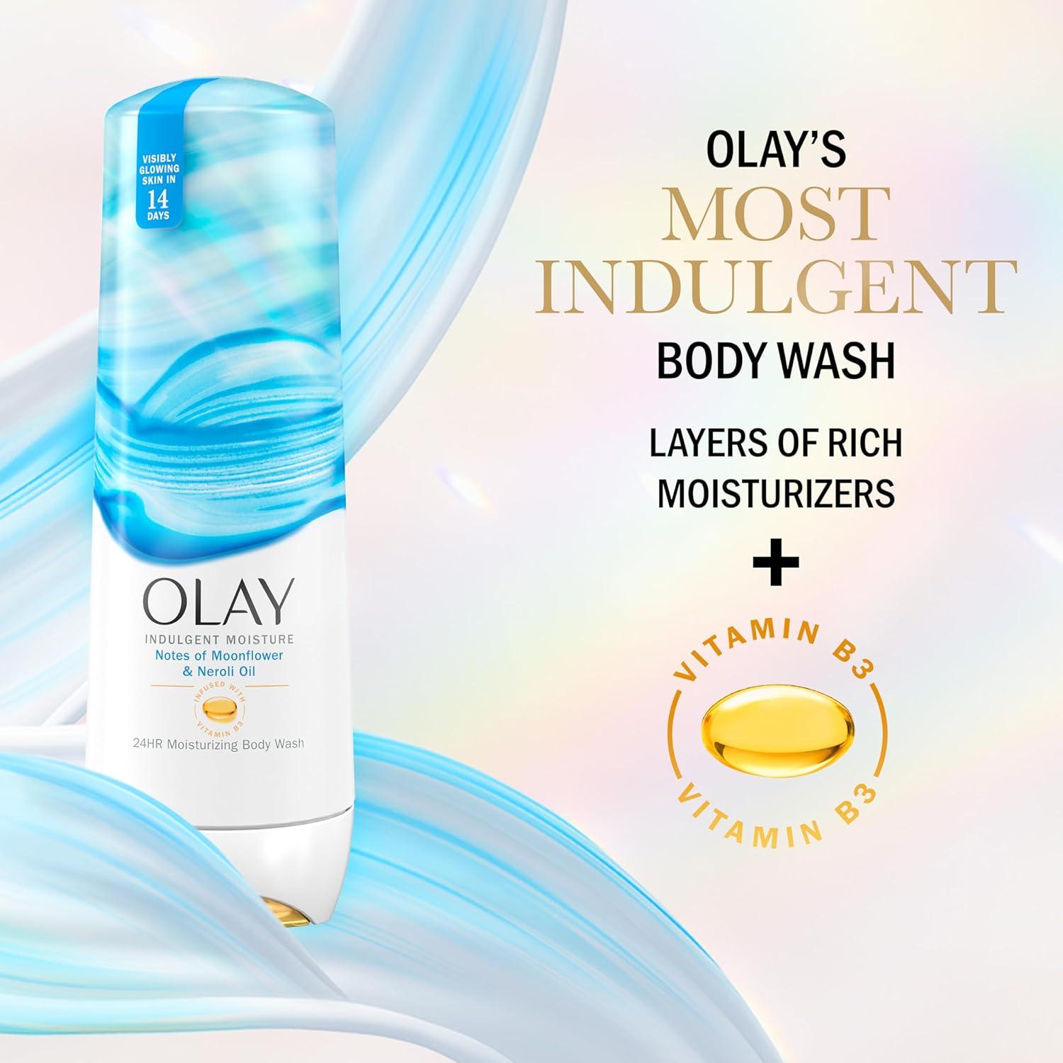 imageOlay Body Wash for Women Indulgent Moisture 24hr Moisturizing ampamp Nourishing Formula Infused with Vitamin B3 Complex Luxurious Fragrances Guava ampamp Coconut Scent 20 fl ozMoonflower  Neroli Oil